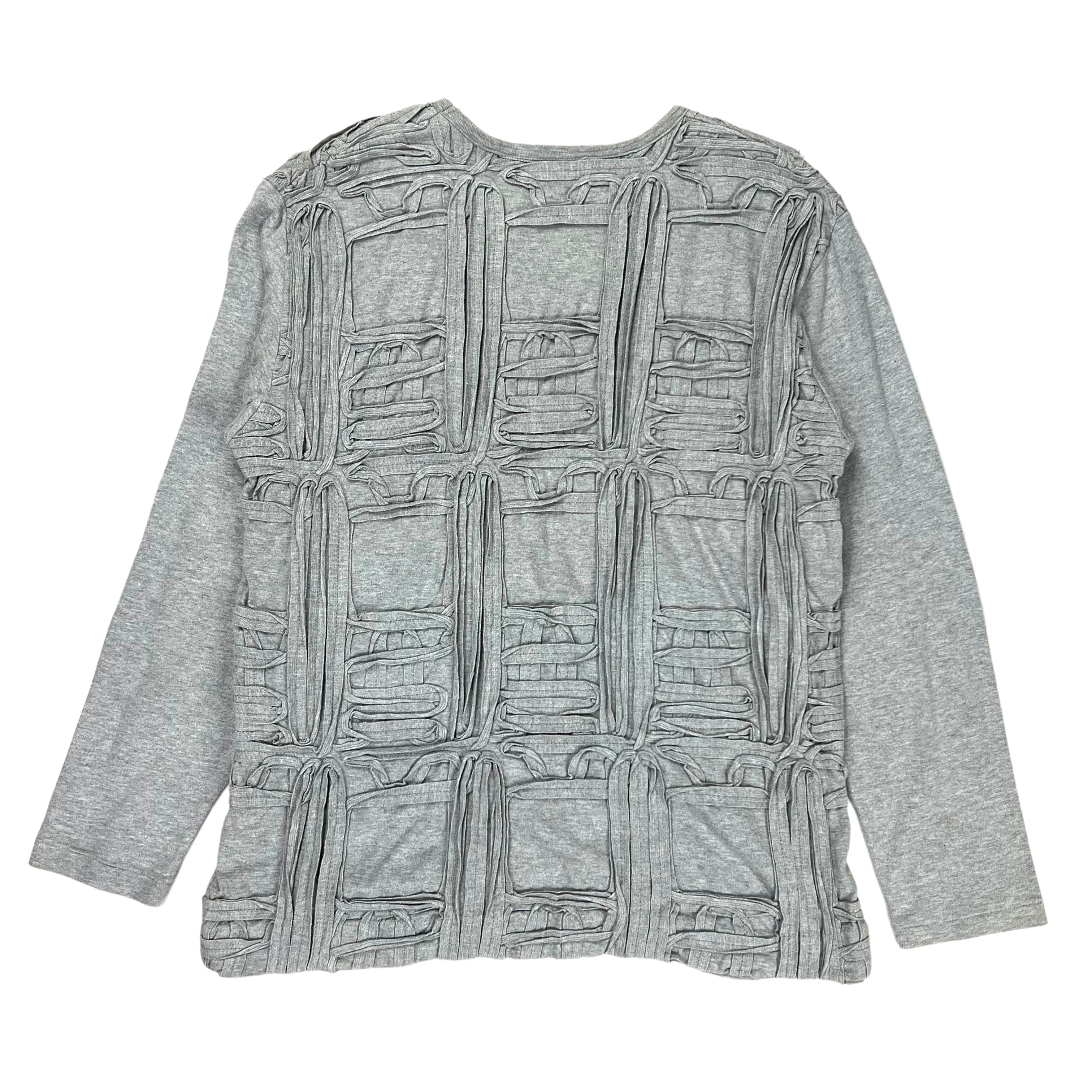 Issey Miyake HAI Gray Front-Back Embroidery Patchwork Sweater Size US L / EU 52-54 / 3 - 2 Thumbnail