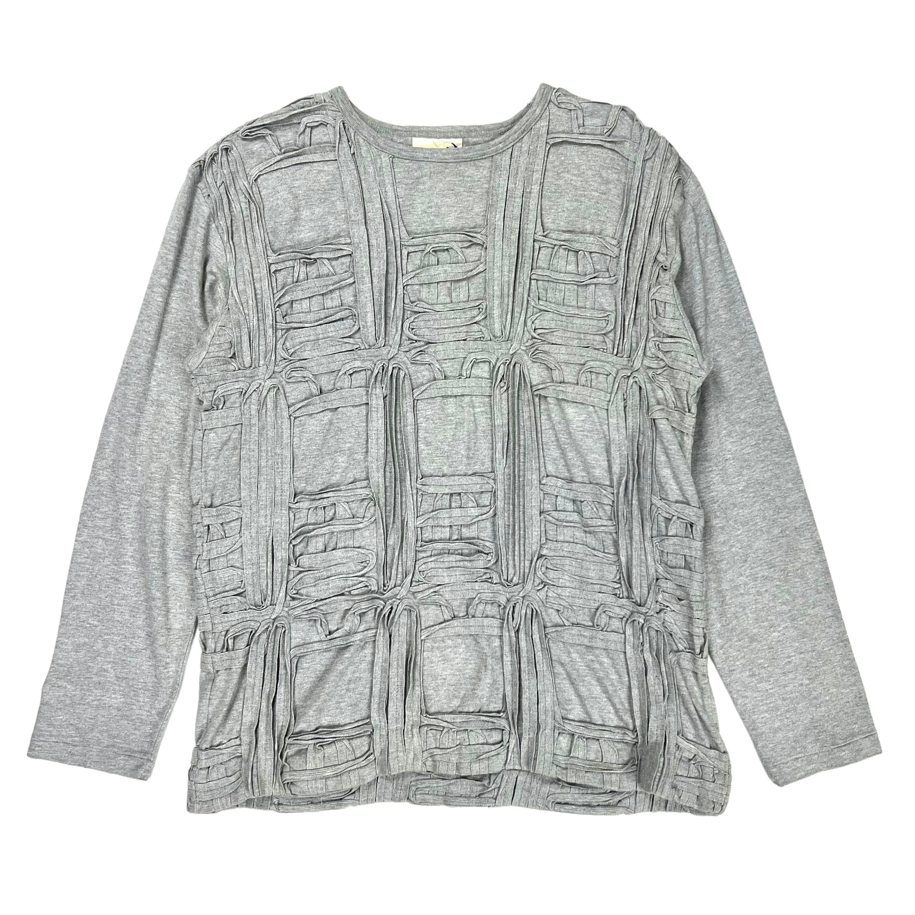 Issey Miyake HAI Gray Front-Back Embroidery Patchwork Sweater Size US L / EU 52-54 / 3 - 1 Thumbnail