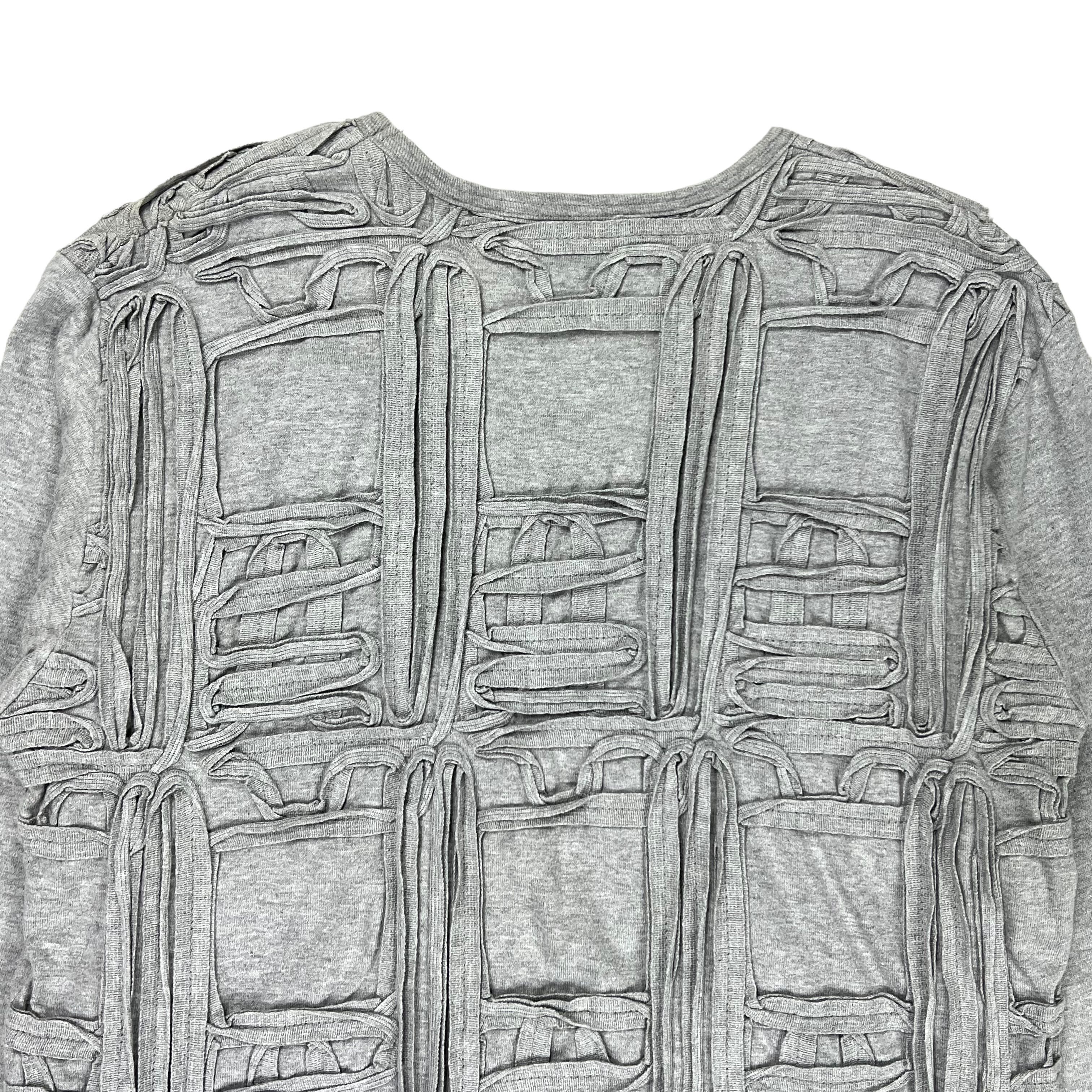 Issey Miyake HAI Gray Front-Back Embroidery Patchwork Sweater Size US L / EU 52-54 / 3 - 5 Thumbnail