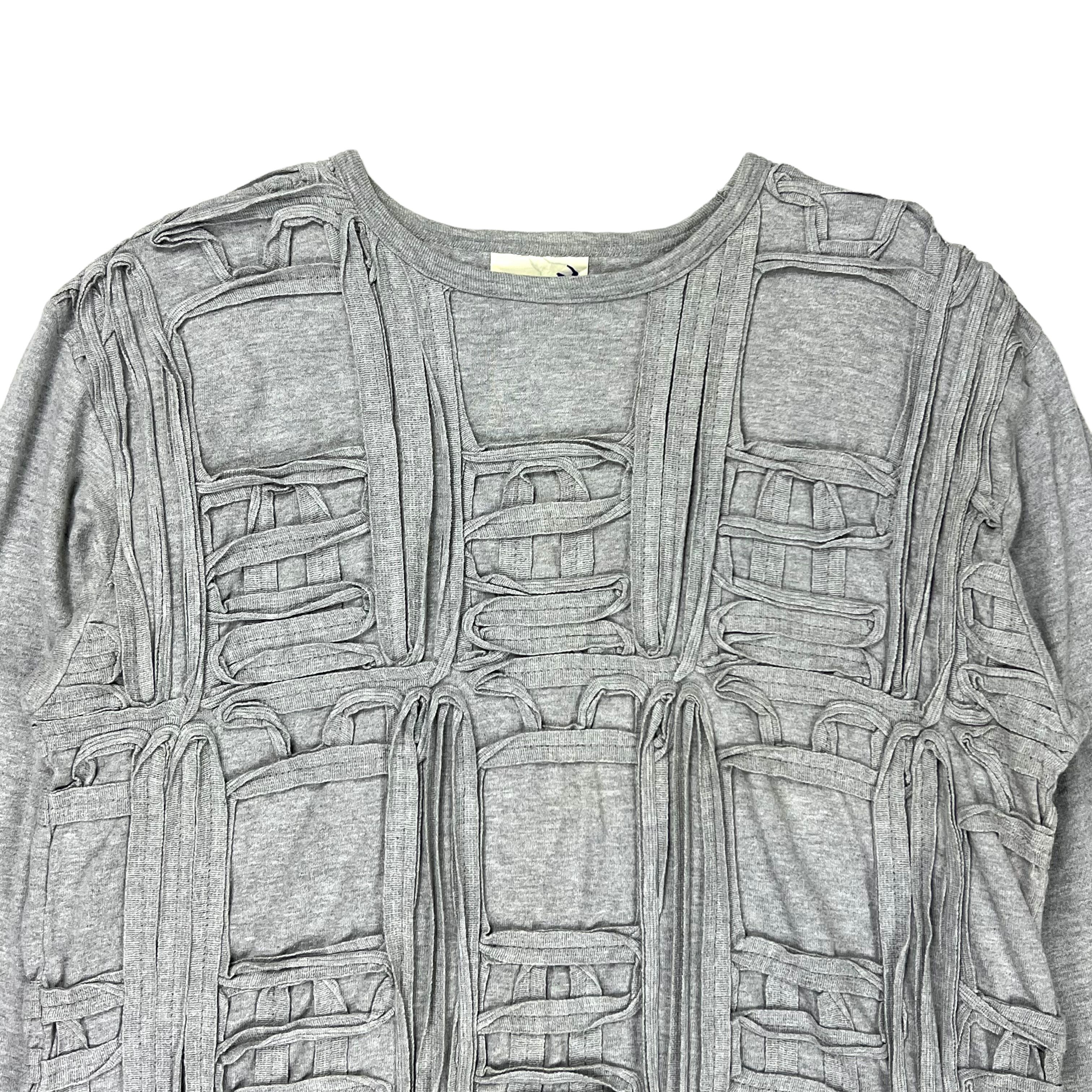 Issey Miyake HAI Gray Front-Back Embroidery Patchwork Sweater Size US L / EU 52-54 / 3 - 3 Thumbnail