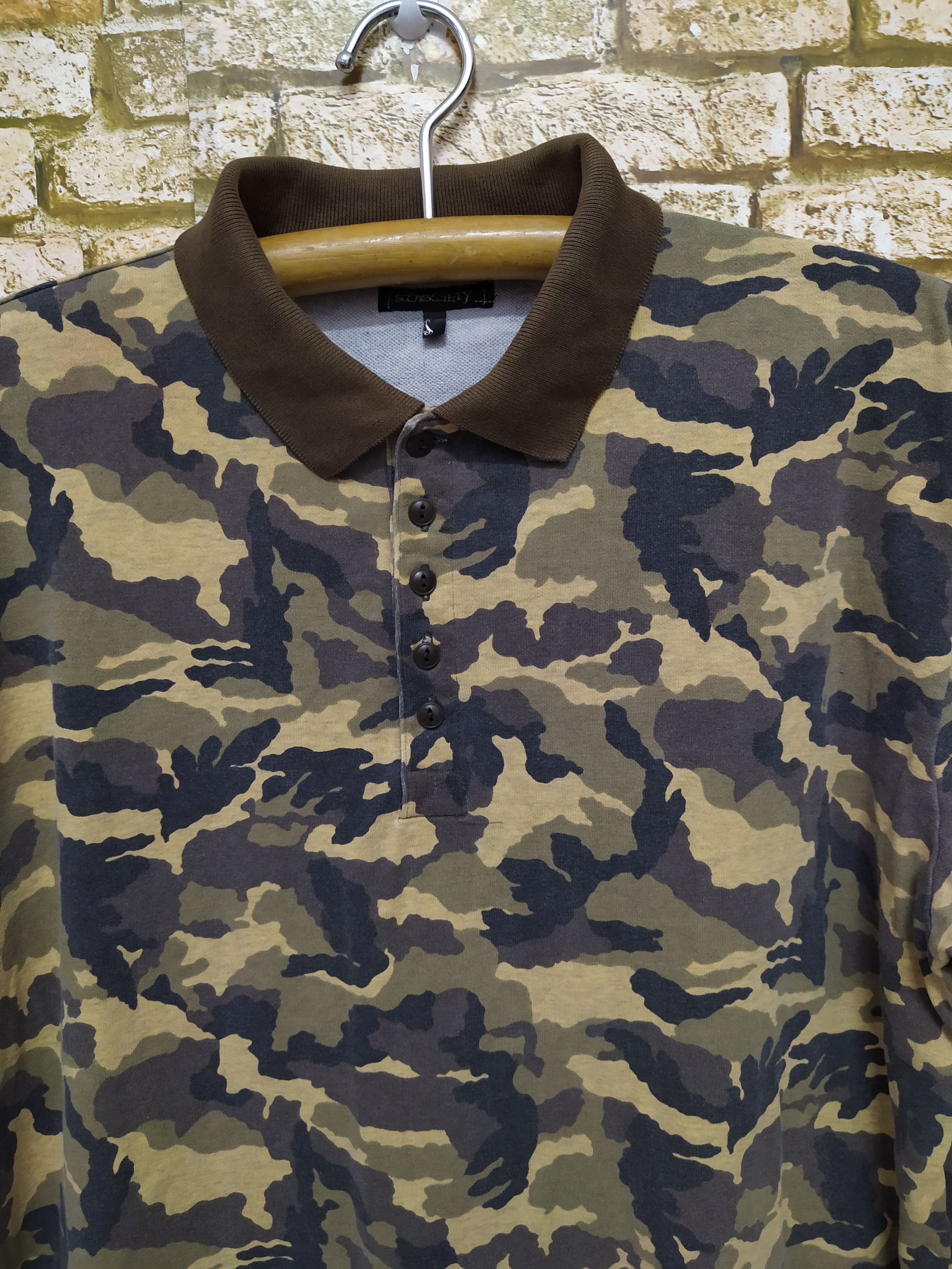 Japanese Brand SUBCIETY JAPAN CAMO POLO (B498) Size US L / EU 52-54 / 3 - 2 Thumbnail
