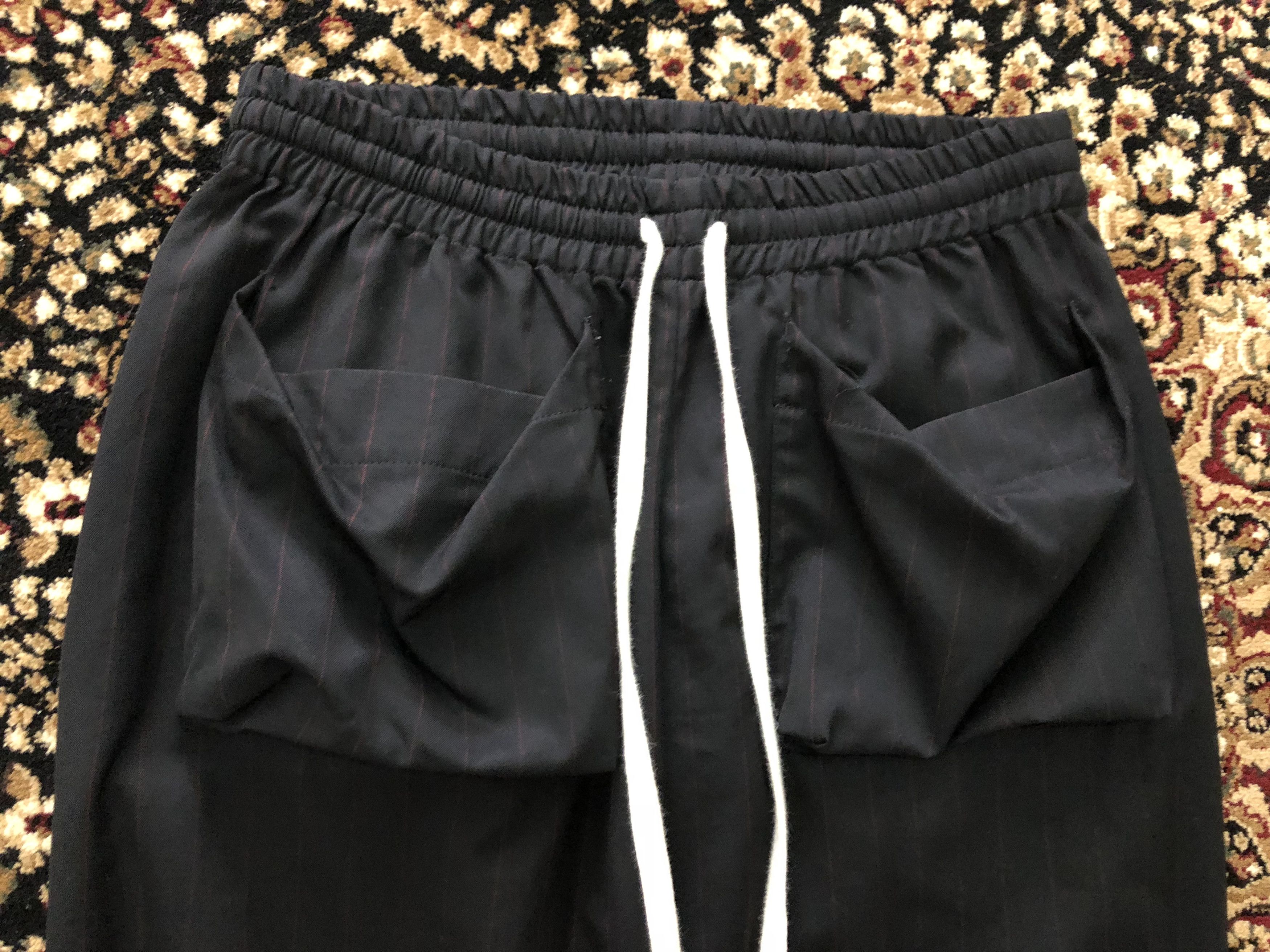 Number (N)ine Stretchable Drawstring Waist Pinstripe Wool Cargo Trouser Size US 31 - 13 Thumbnail