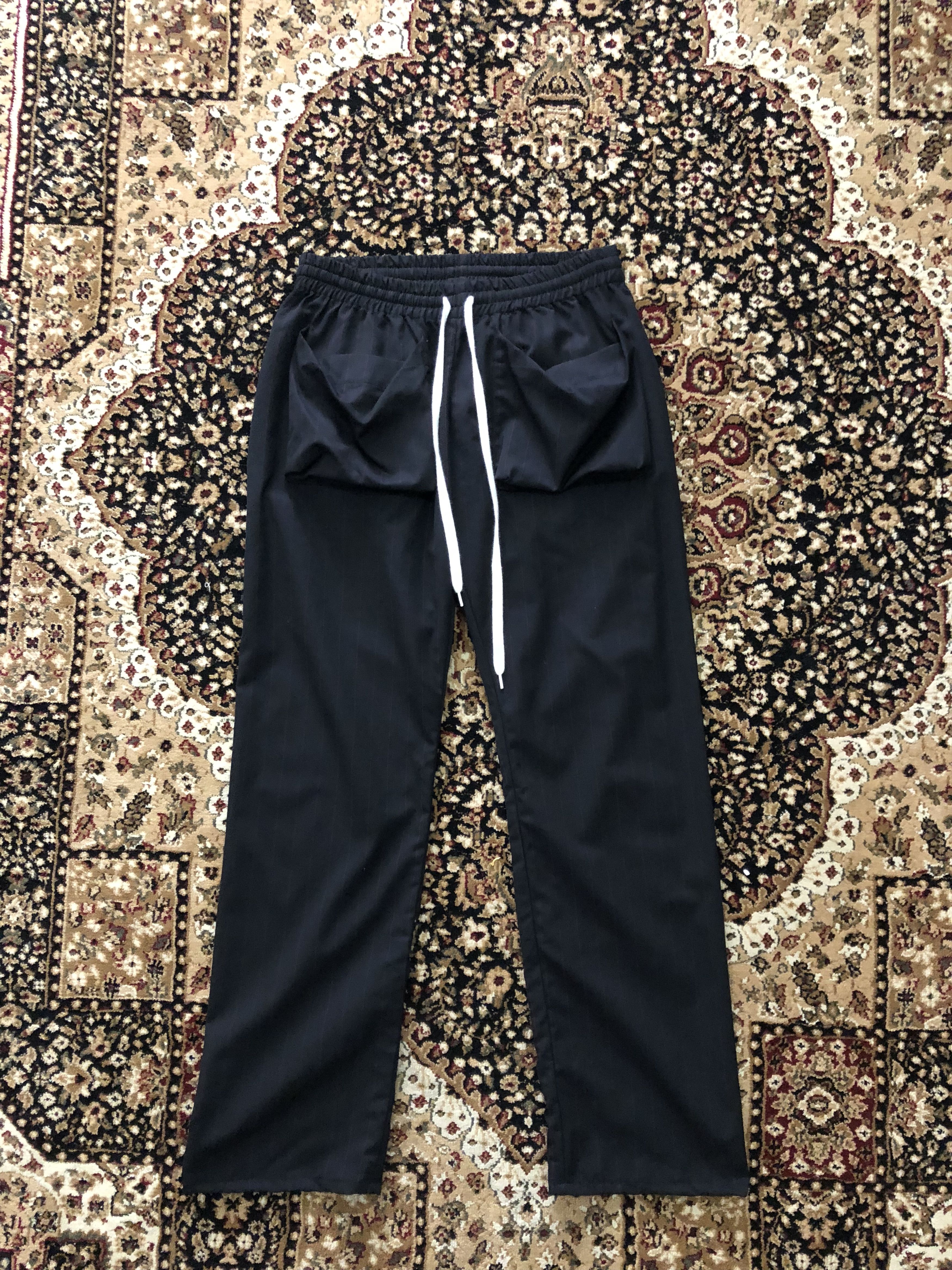 Number (N)ine Stretchable Drawstring Waist Pinstripe Wool Cargo Trouser Size US 31 - 12 Thumbnail