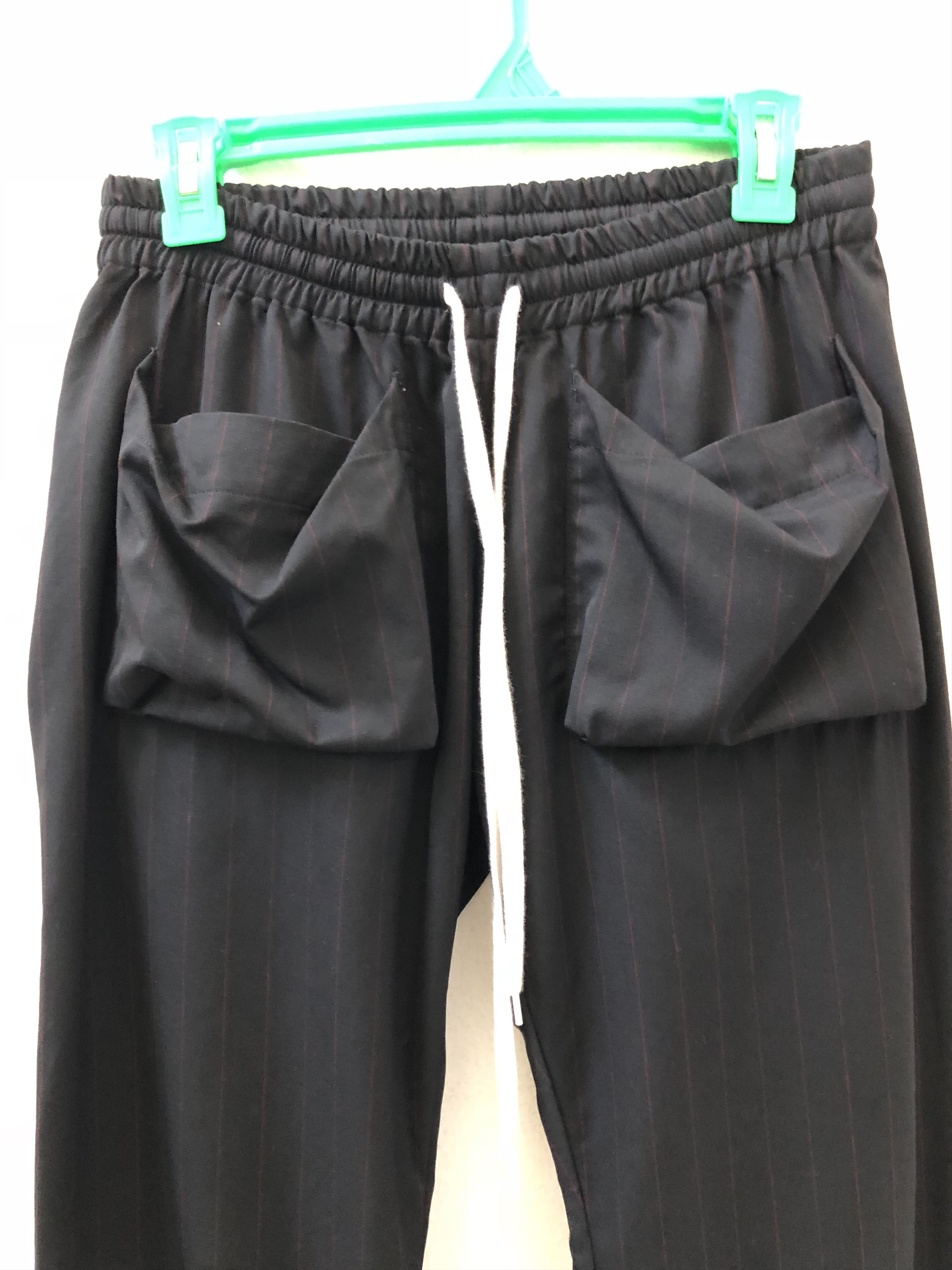 Number (N)ine Stretchable Drawstring Waist Pinstripe Wool Cargo Trouser Size US 31 - 2 Thumbnail