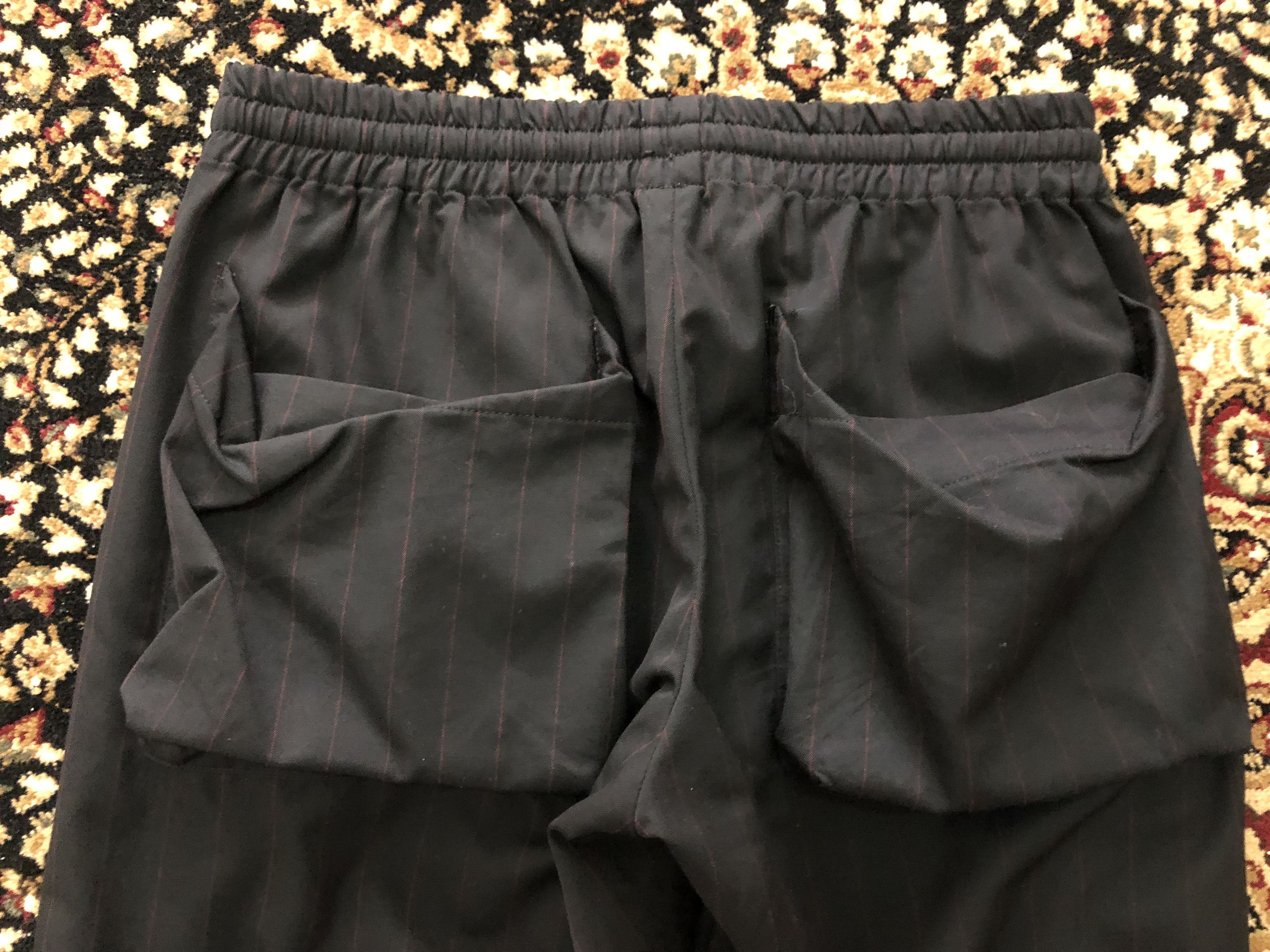 Number (N)ine Stretchable Drawstring Waist Pinstripe Wool Cargo Trouser Size US 31 - 15 Thumbnail