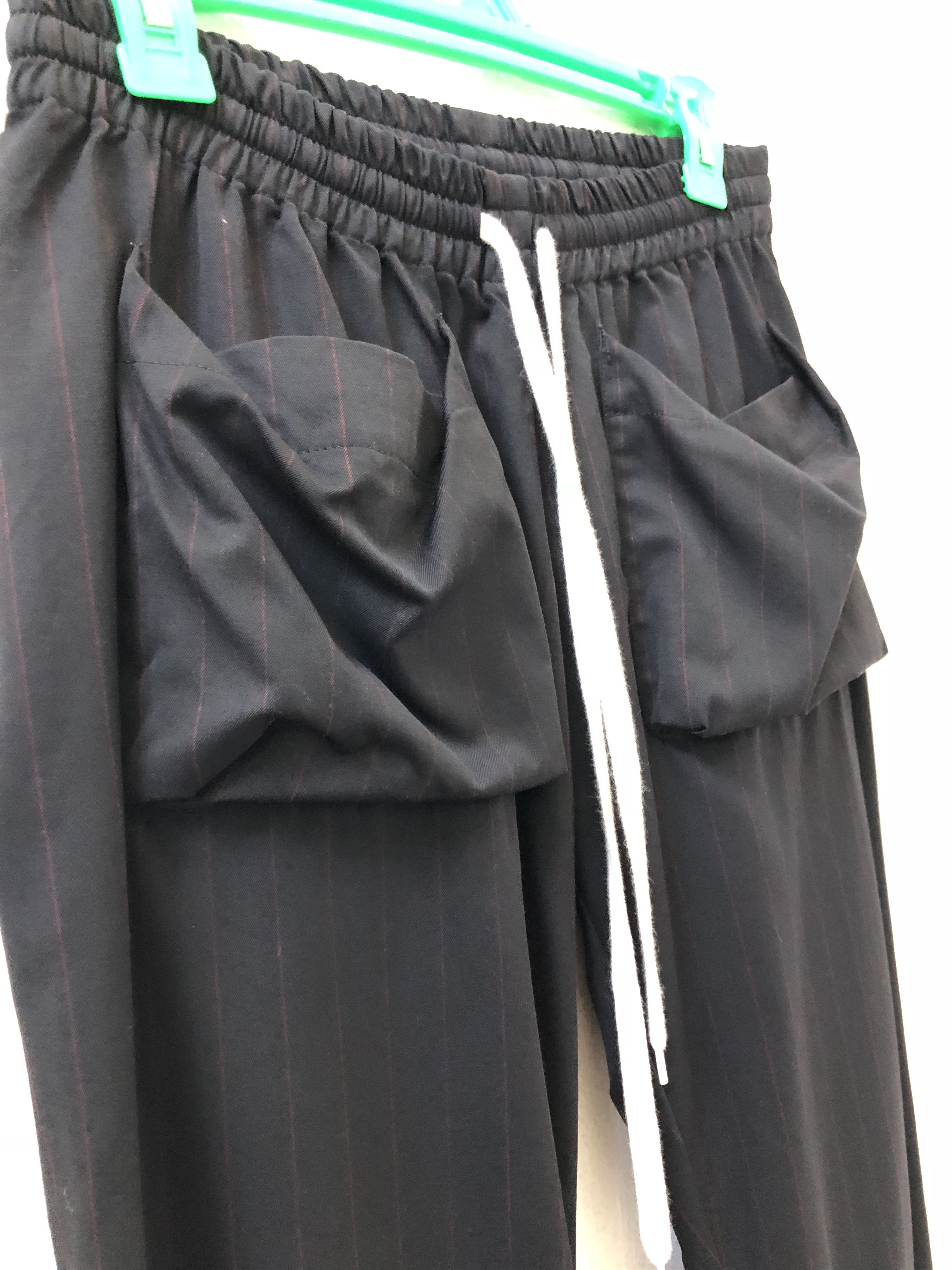 Number (N)ine Stretchable Drawstring Waist Pinstripe Wool Cargo Trouser Size US 31 - 4 Thumbnail