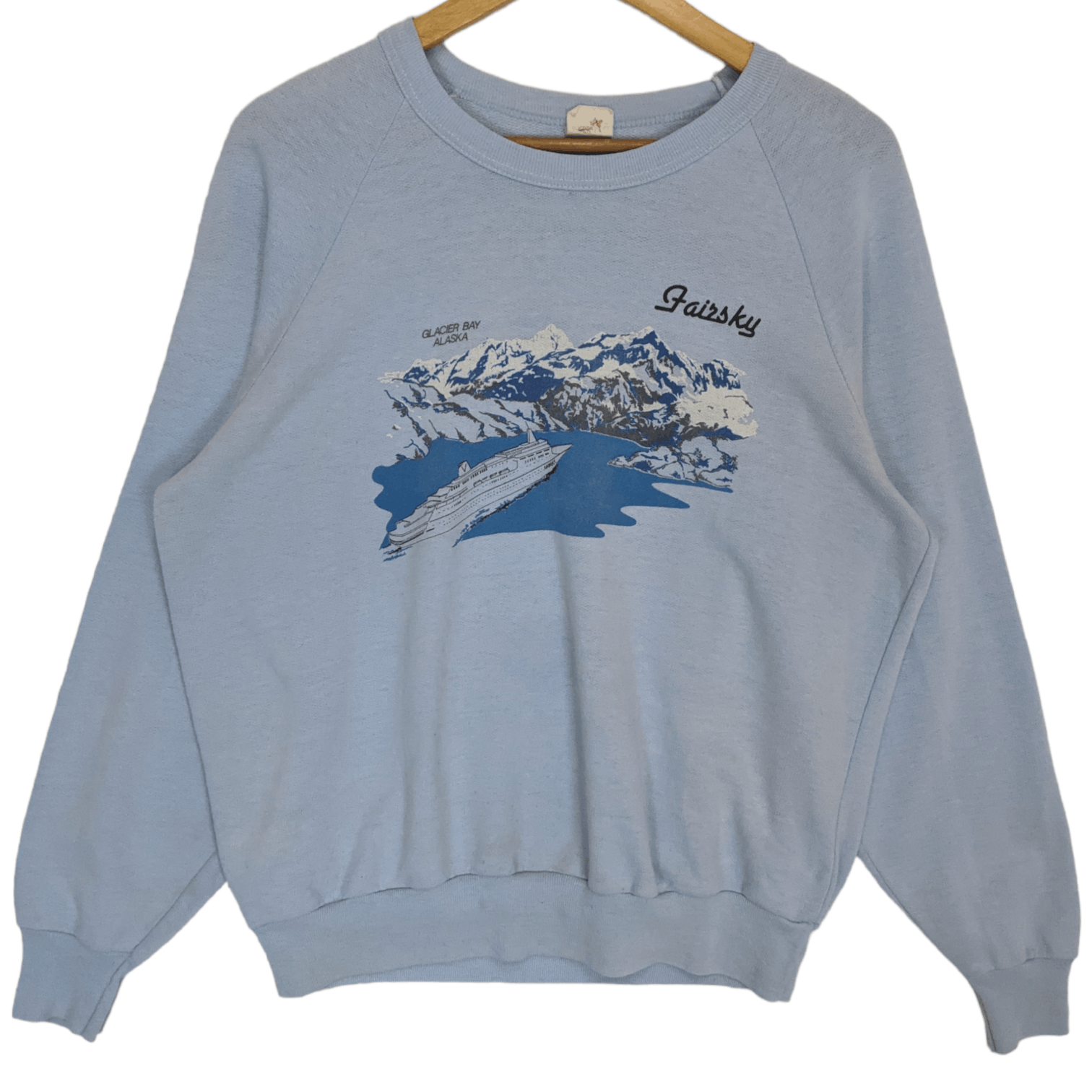 Vintage 1986 FAIRSKY SHIP Glacier Bay Alaska Press Photo Sweatshirt Size XL / US 12-14 / IT 48-50 - 3 Thumbnail