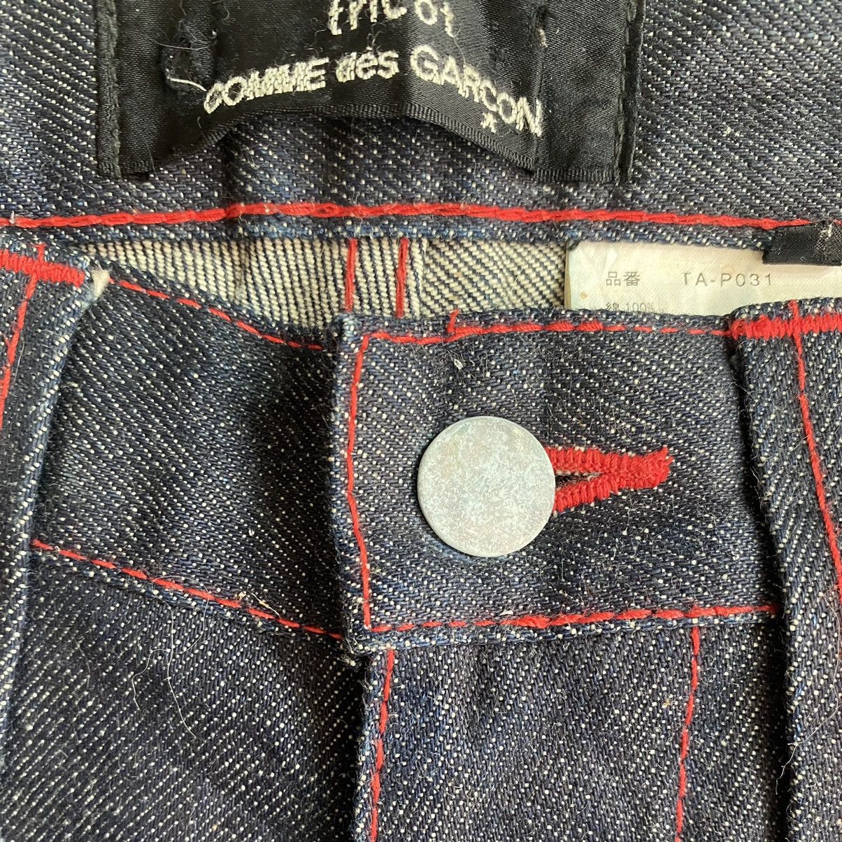 Comme des Garcons Raw Denim Red Stitched Bootcut Jeans Size US 31 - 7 Thumbnail
