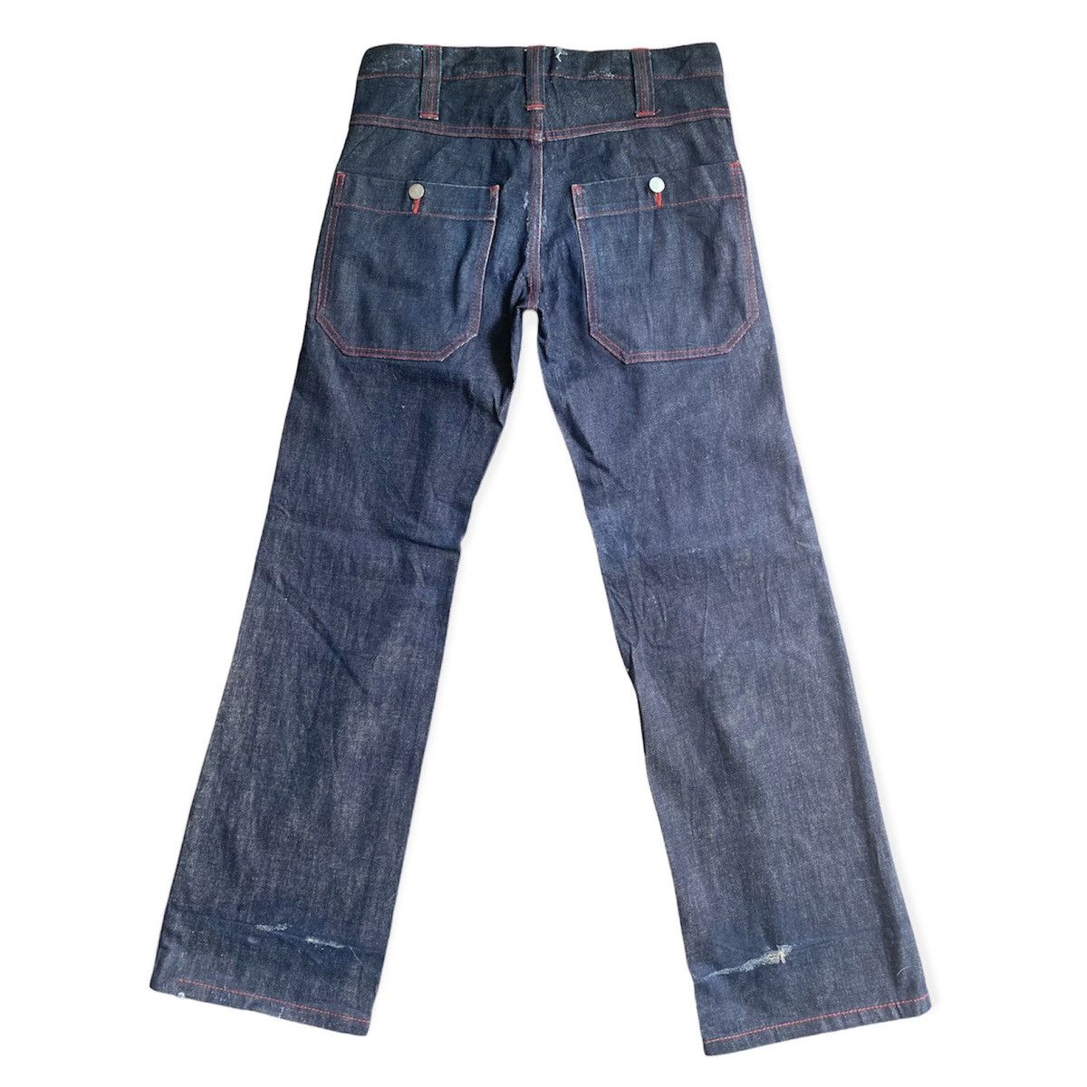 Comme des Garcons Raw Denim Red Stitched Bootcut Jeans Size US 31 - 3 Thumbnail