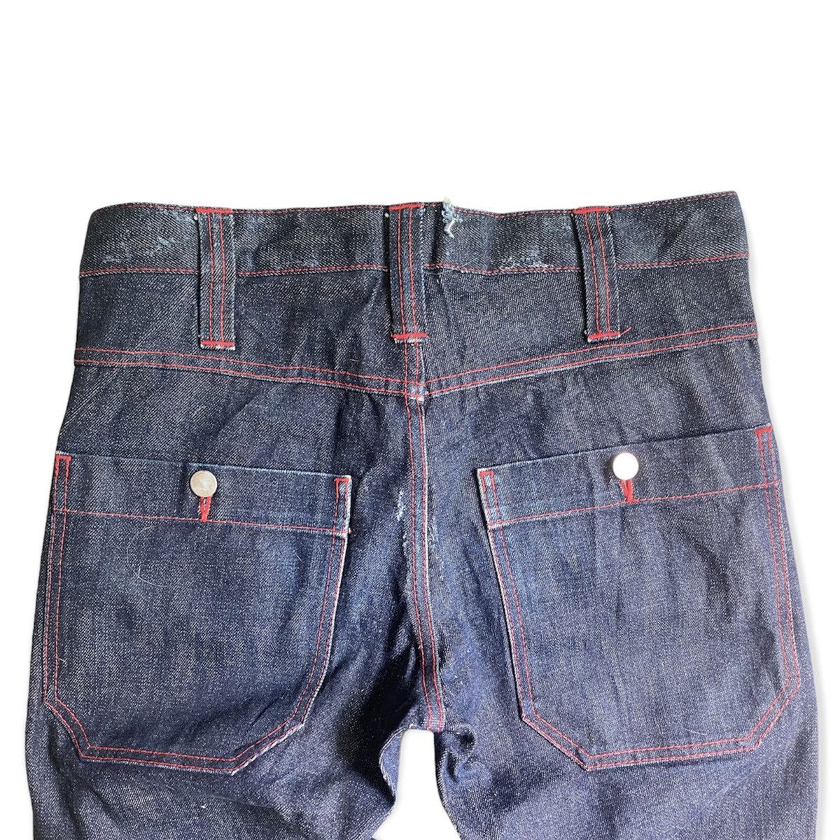 Comme des Garcons Raw Denim Red Stitched Bootcut Jeans Size US 31 - 4 Thumbnail