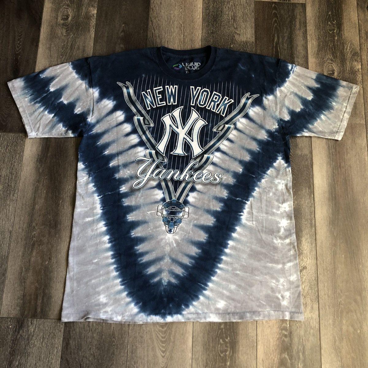 MLB New York Yankees V Tie-Dye T-Shirt Tee Liquid Blue