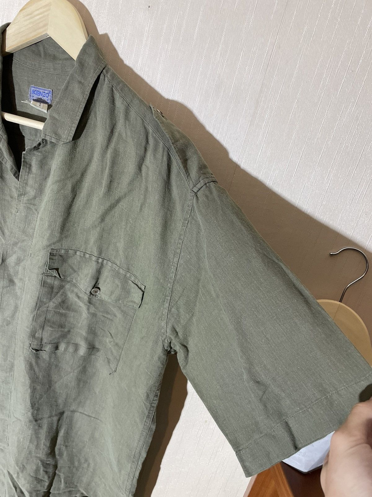 Kenzo × Vintage Kenzo vintage linen military shirt Size US M / EU 48-50 / 2 - 3 Thumbnail