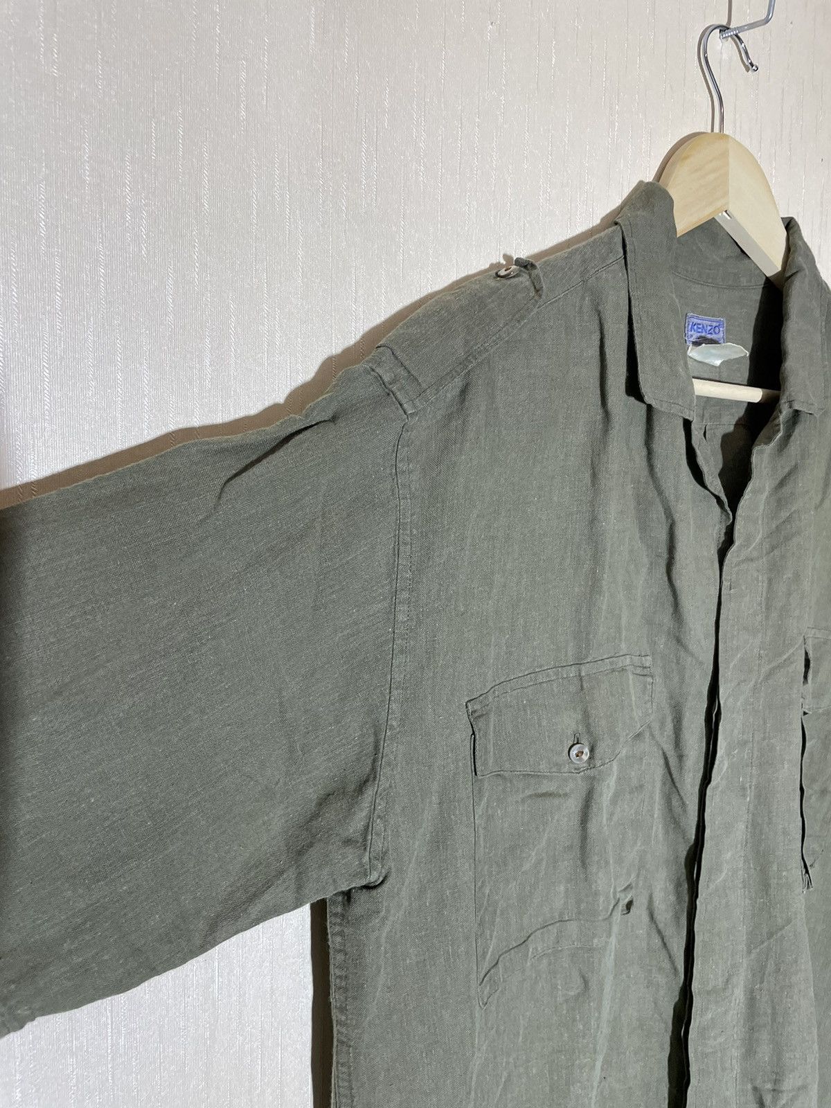 Kenzo × Vintage Kenzo vintage linen military shirt Size US M / EU 48-50 / 2 - 5 Thumbnail