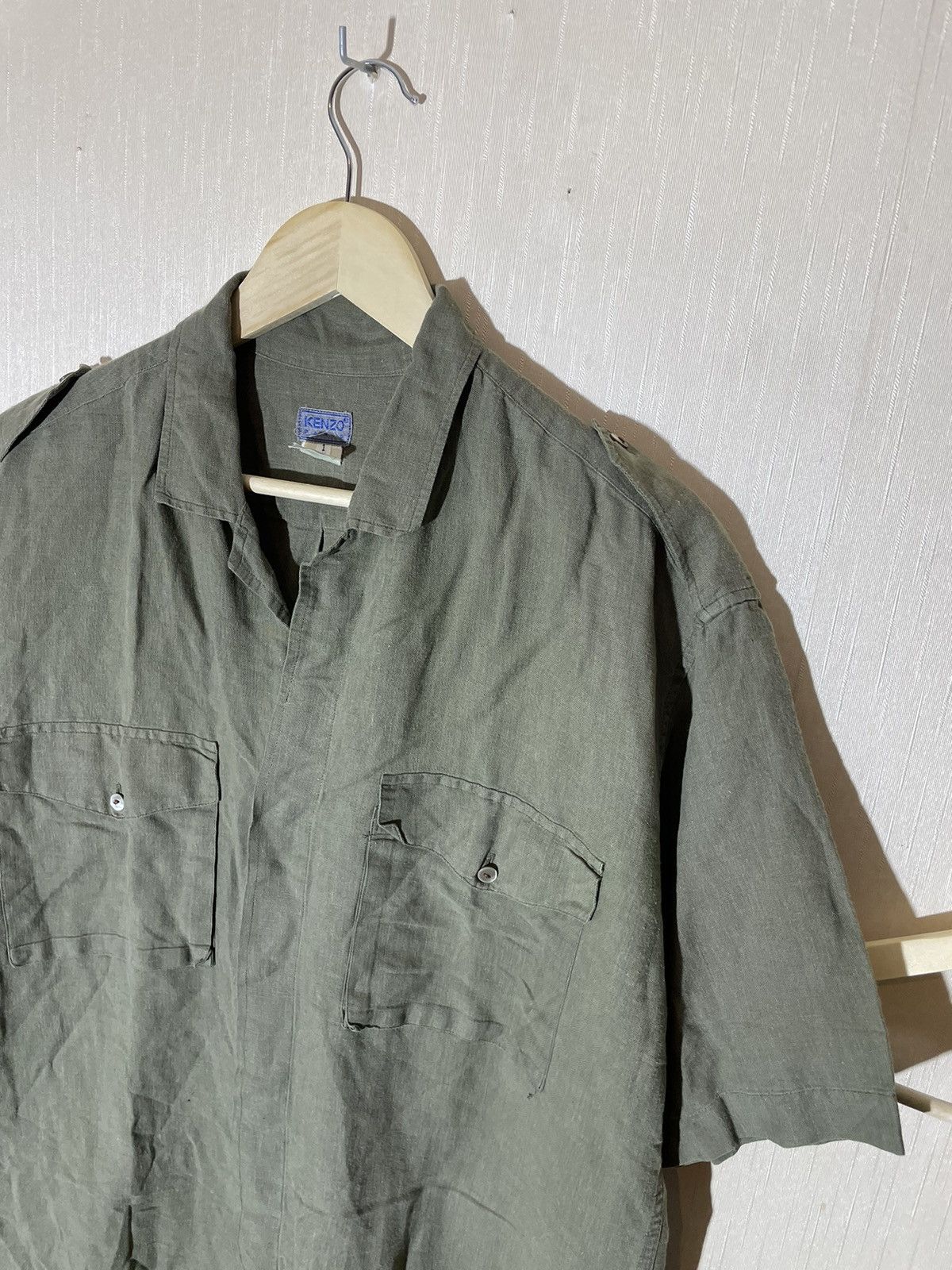Kenzo × Vintage Kenzo vintage linen military shirt Size US M / EU 48-50 / 2 - 2 Thumbnail