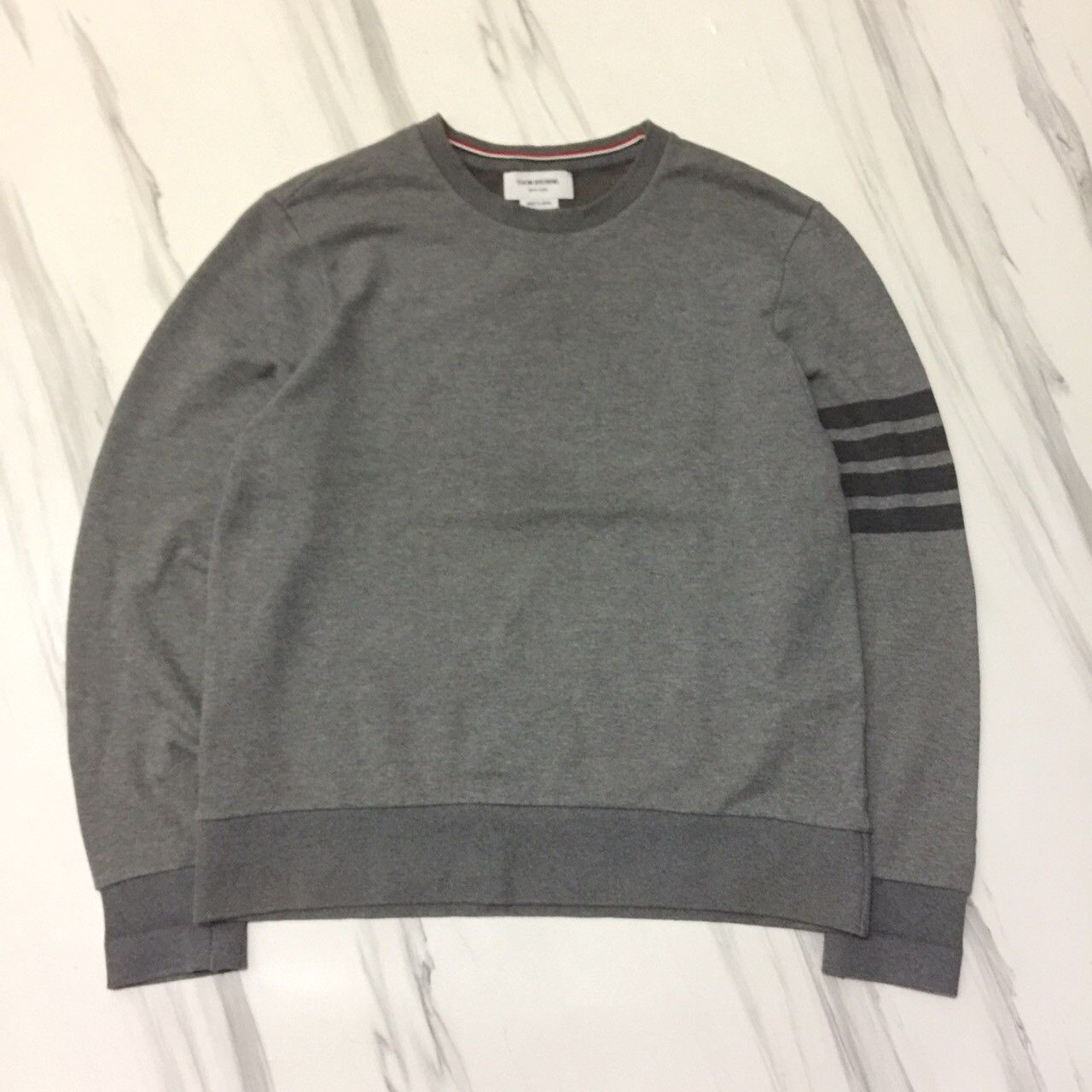 image of Thom Browne 4 Stripes Sweatshirt in Grey, Men's (Size XL)