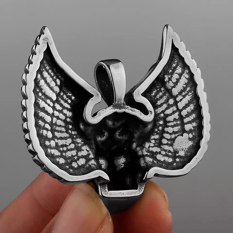 Jewelry Angel Wings Skull Ghost Head Pendant Necklace Size ONE SIZE - 3 Thumbnail