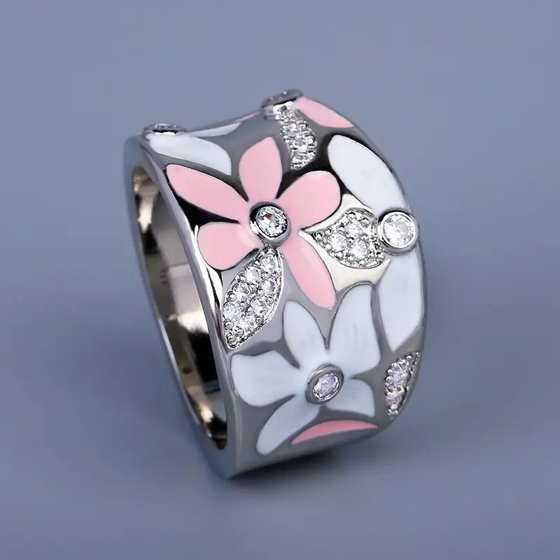 Japanese Brand × Jewelry × Vintage Exquisite Red Pink Flower Ring Size ONE SIZE - 1 Thumbnail