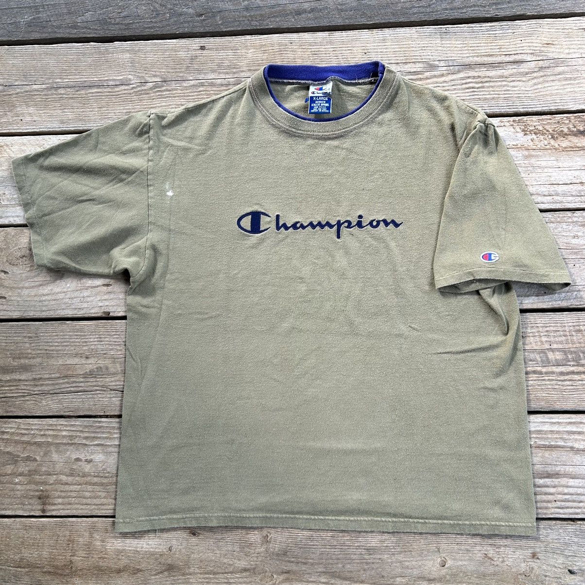 Champion × Vintage Vintage 90s Champion Embroidered Logo Double Collar T Shirt Size US XL / EU 56 / 4 - 1 Thumbnail