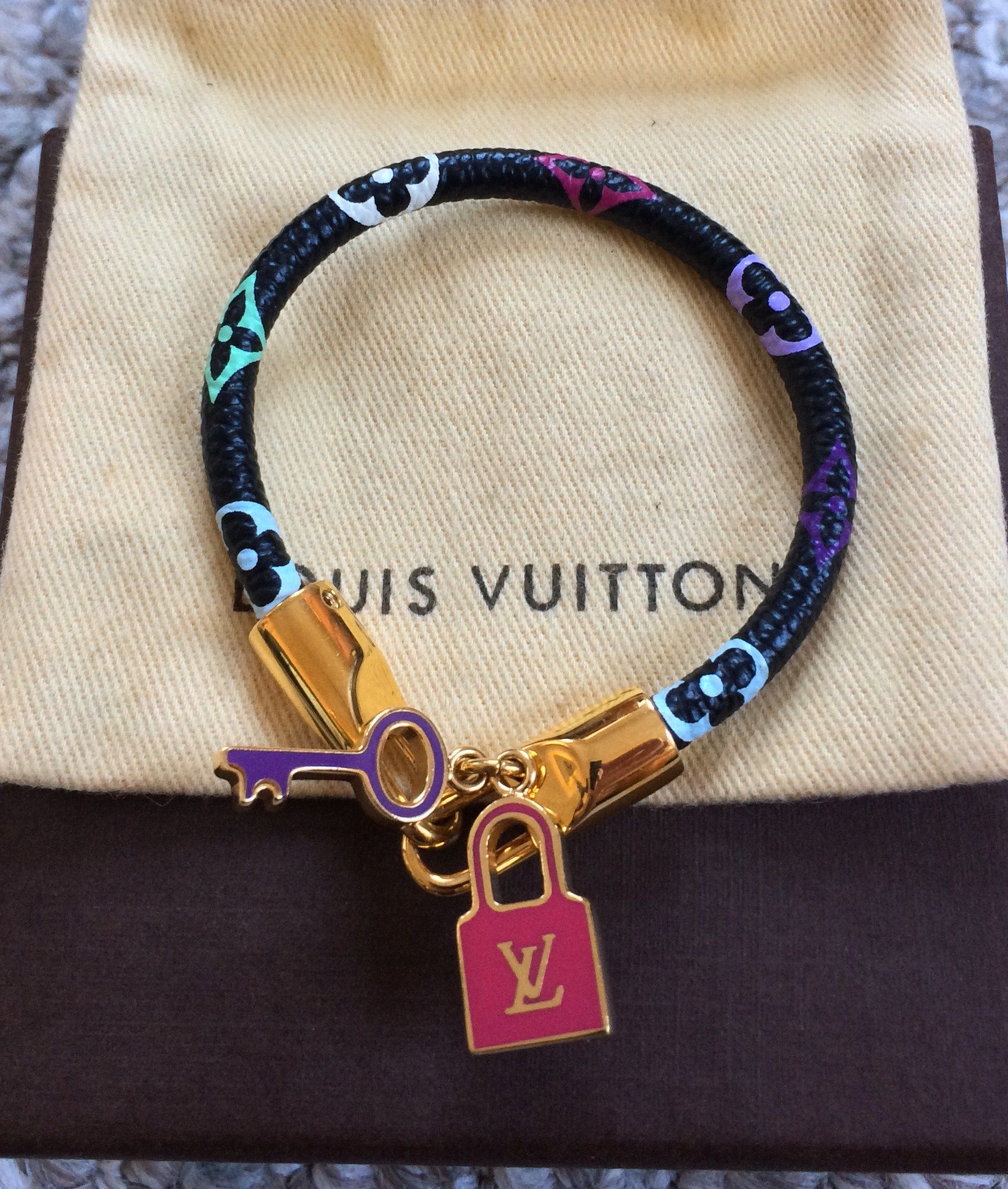 Louis Vuitton, Accessories, Authentic Louis Vuitton Takashi Murakami  Multi Color Luck It Bracelet Monogram