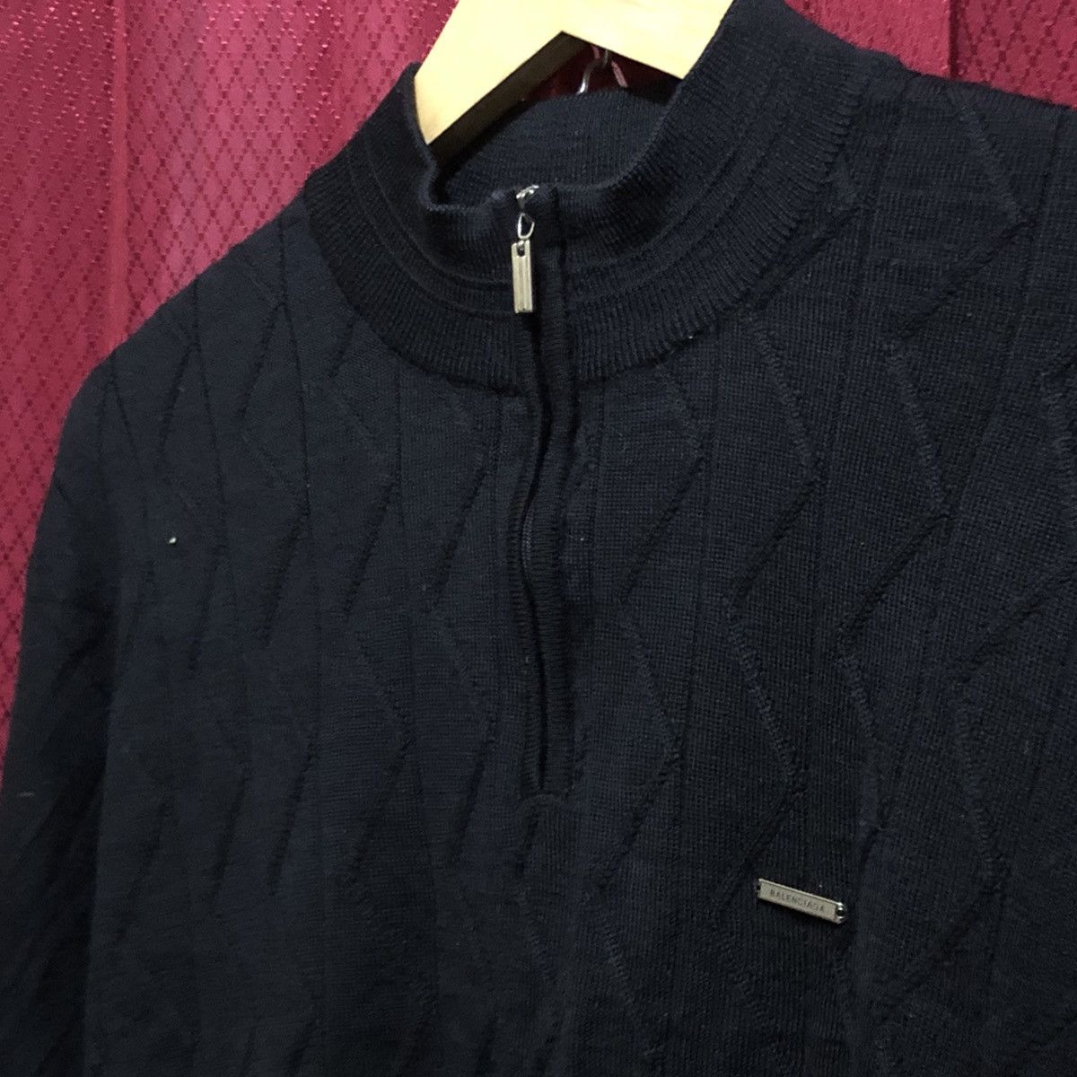 image of Authentic Vintage Balenciaga Knitwear Half Zipper in Grey, Men's (Size Large)
