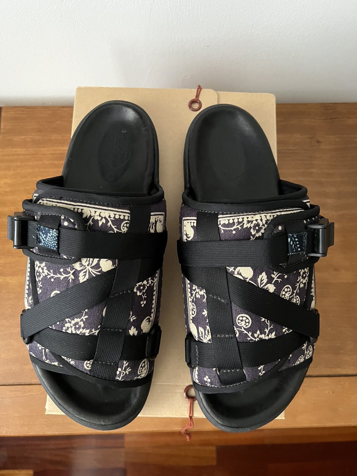image of Visvim Christo Sandals. Retail Price $960. Size Xl/45 Us in Black, Men's
