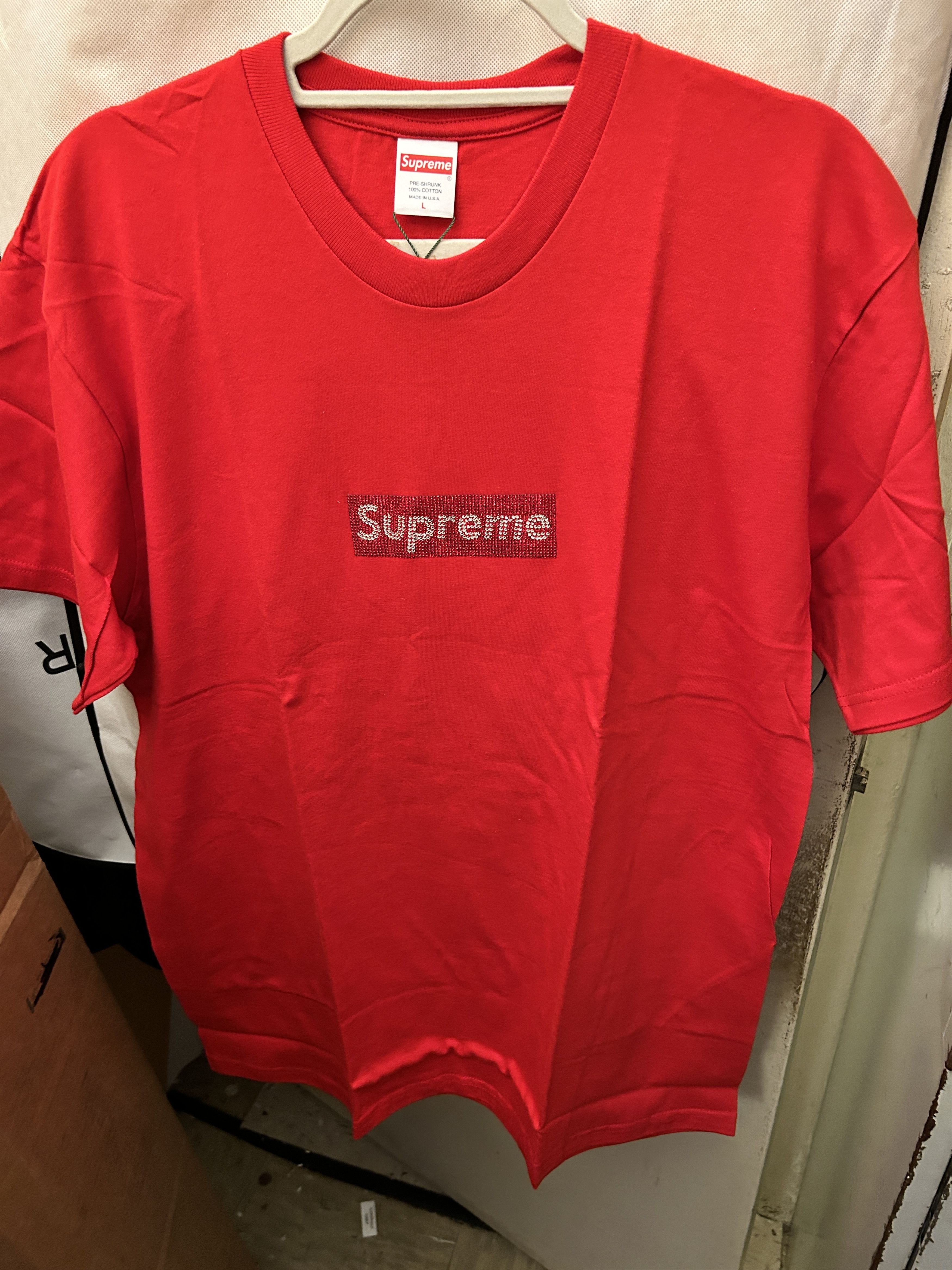 Supreme Swarovski Box Logo cobblestoned Red