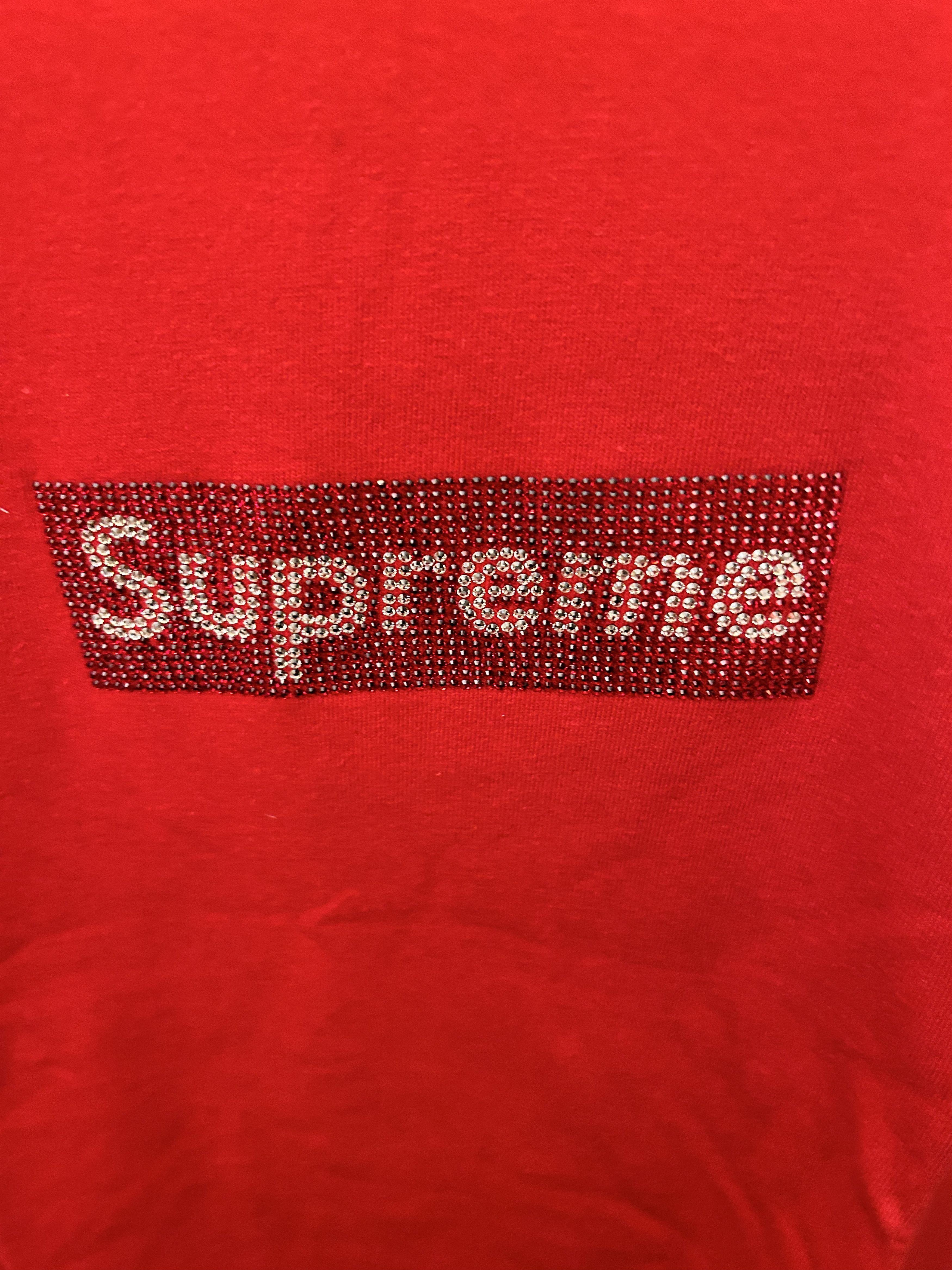 Supreme Supreme Swarovski Box Logo Tee Men's Red SS19 Size US L / EU 52-54 / 3 - 4 Thumbnail