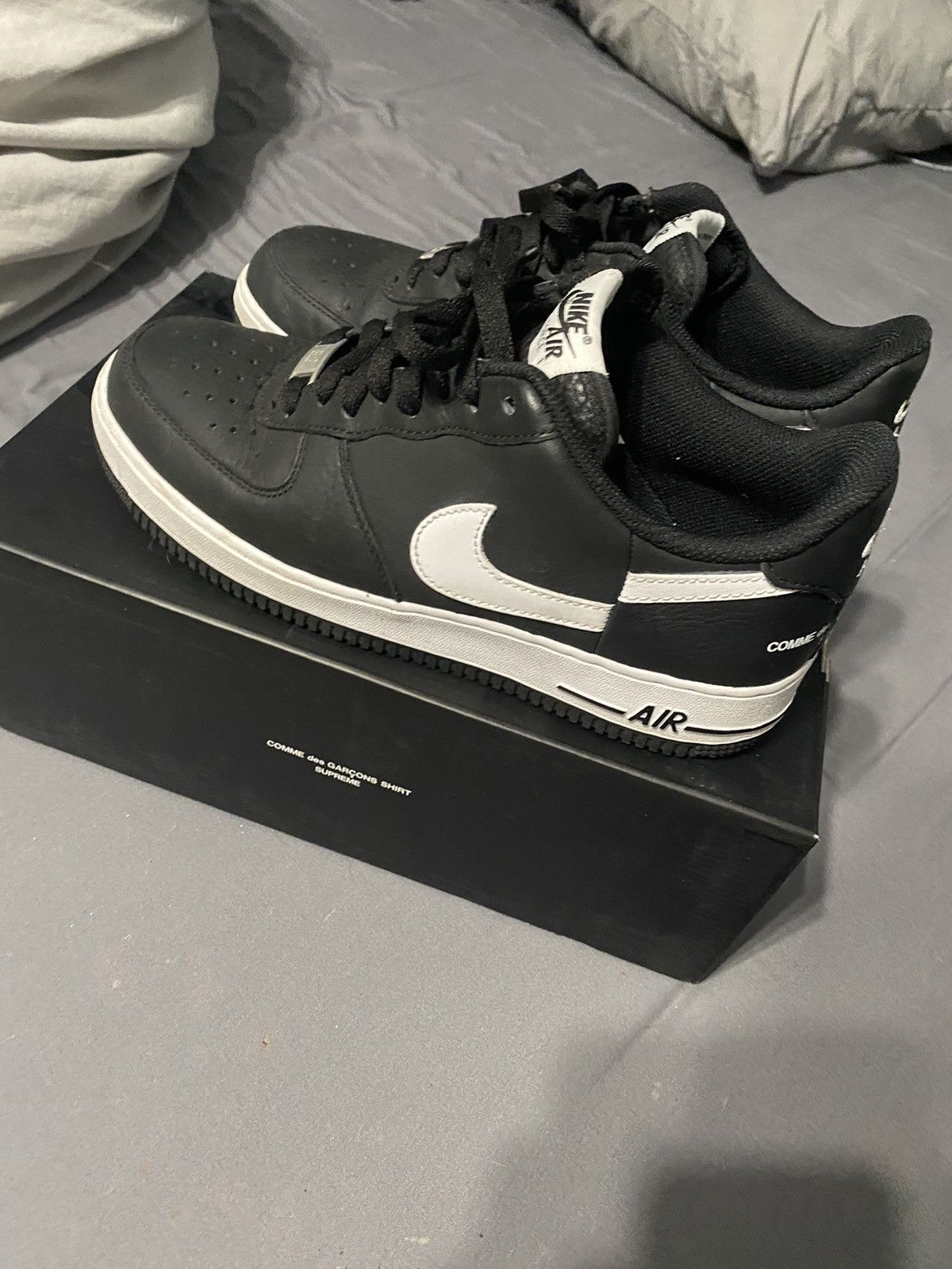 Comme des Garcons × Nike × Supreme Split Air Force 1 Low Black 2018 cdg x supreme Size US 8 / EU 41 - 4 Thumbnail