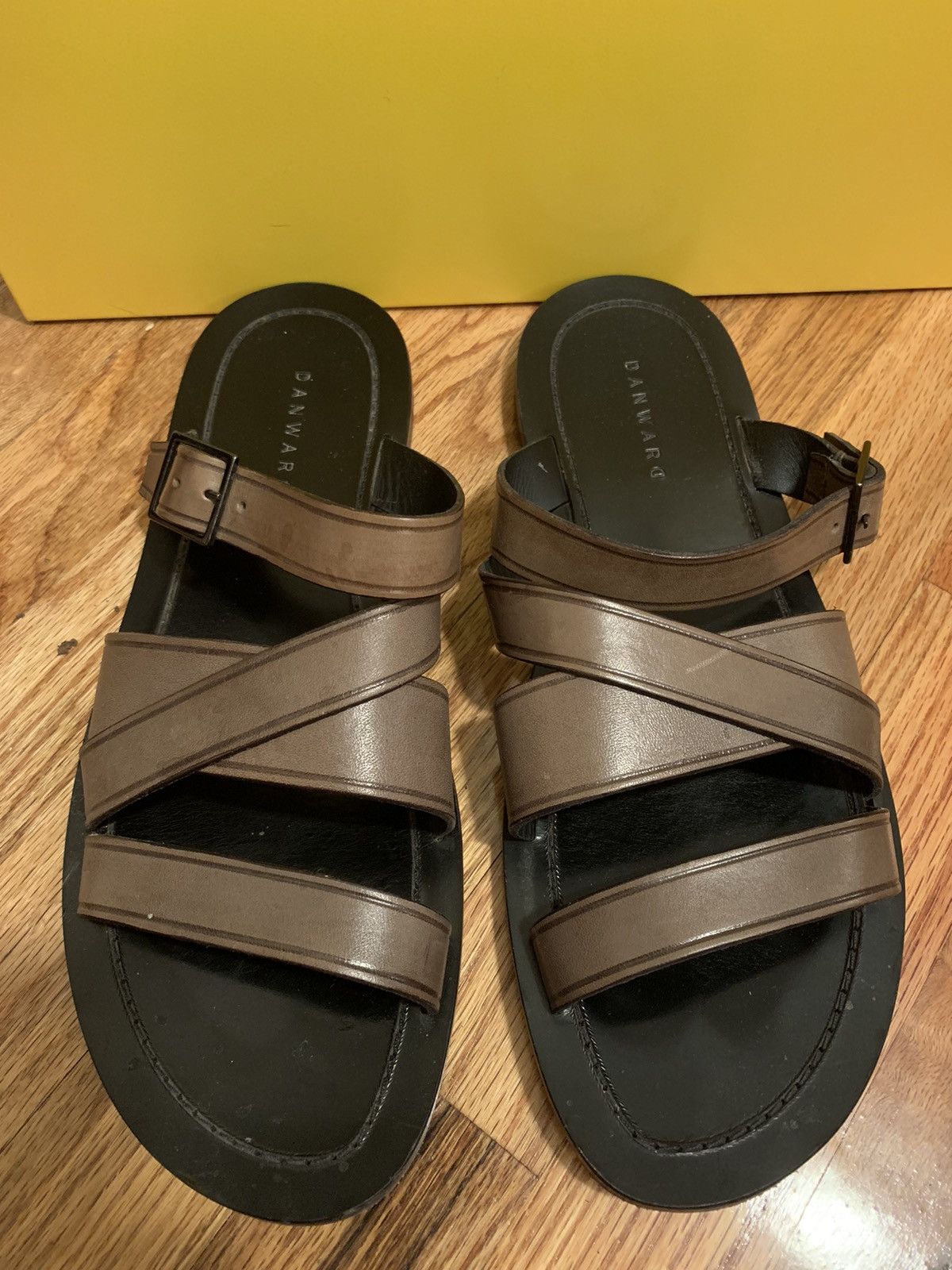 image of Dan Ward Leather Slides, Eu43, Made In Italy in Grey, Men's (Size 10)