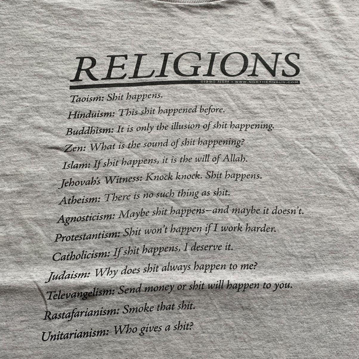 Vintage Vintage 90s World Religions Graphic Funny T Shirt XL Rare Size US XL / EU 56 / 4 - 3 Thumbnail