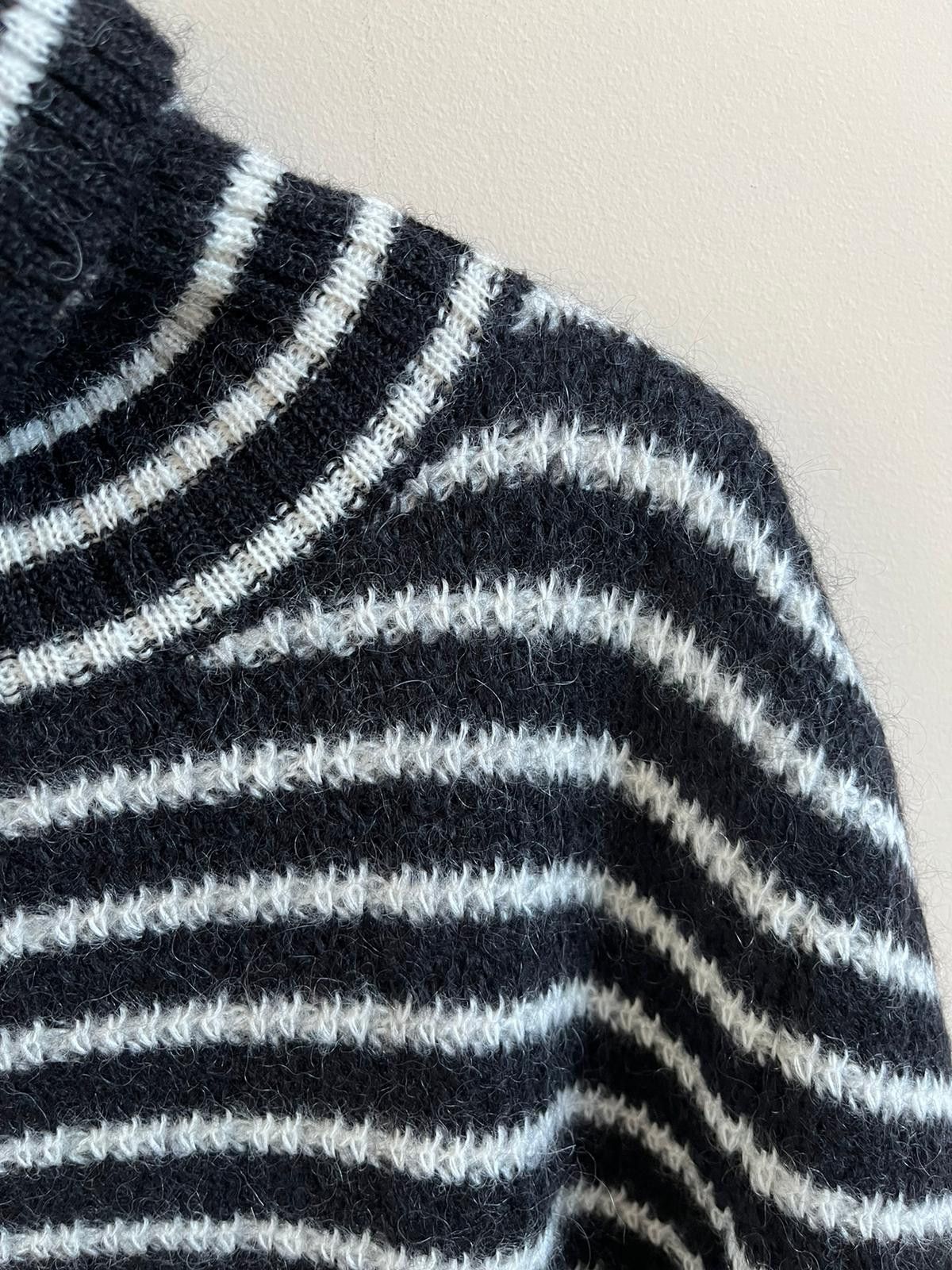 Saint Laurent Paris Small Fit Cashmere Stripe Turtleneck Sweater Black & White Size US XL / EU 56 / 4 - 6 Thumbnail