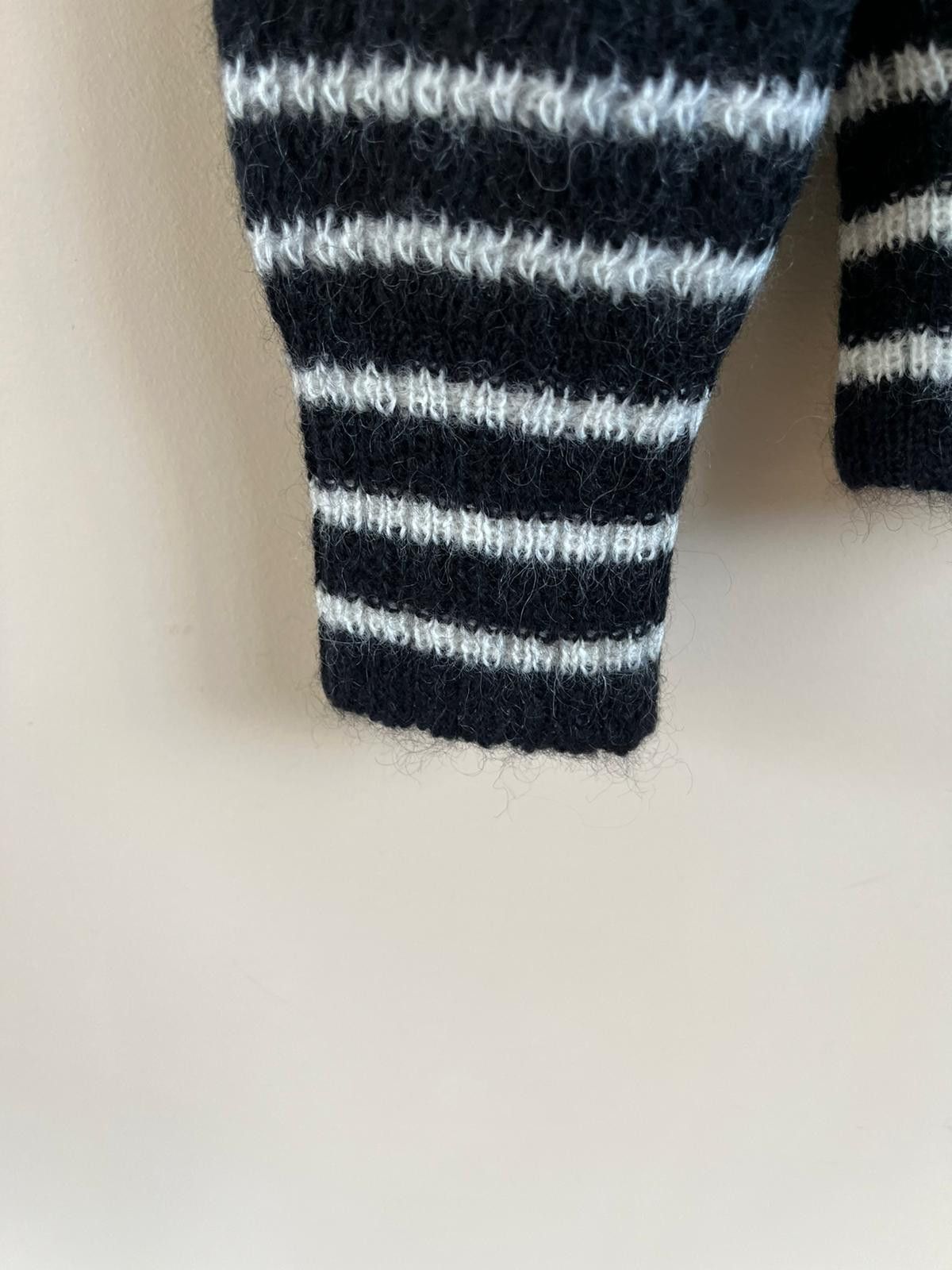 Saint Laurent Paris Small Fit Cashmere Stripe Turtleneck Sweater Black & White Size US XL / EU 56 / 4 - 3 Thumbnail