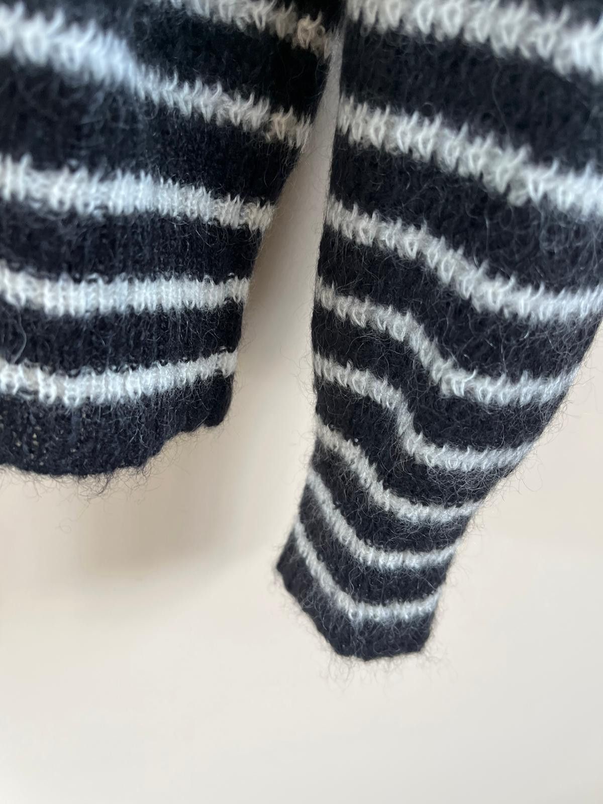 Saint Laurent Paris Small Fit Cashmere Stripe Turtleneck Sweater Black & White Size US XL / EU 56 / 4 - 11 Thumbnail