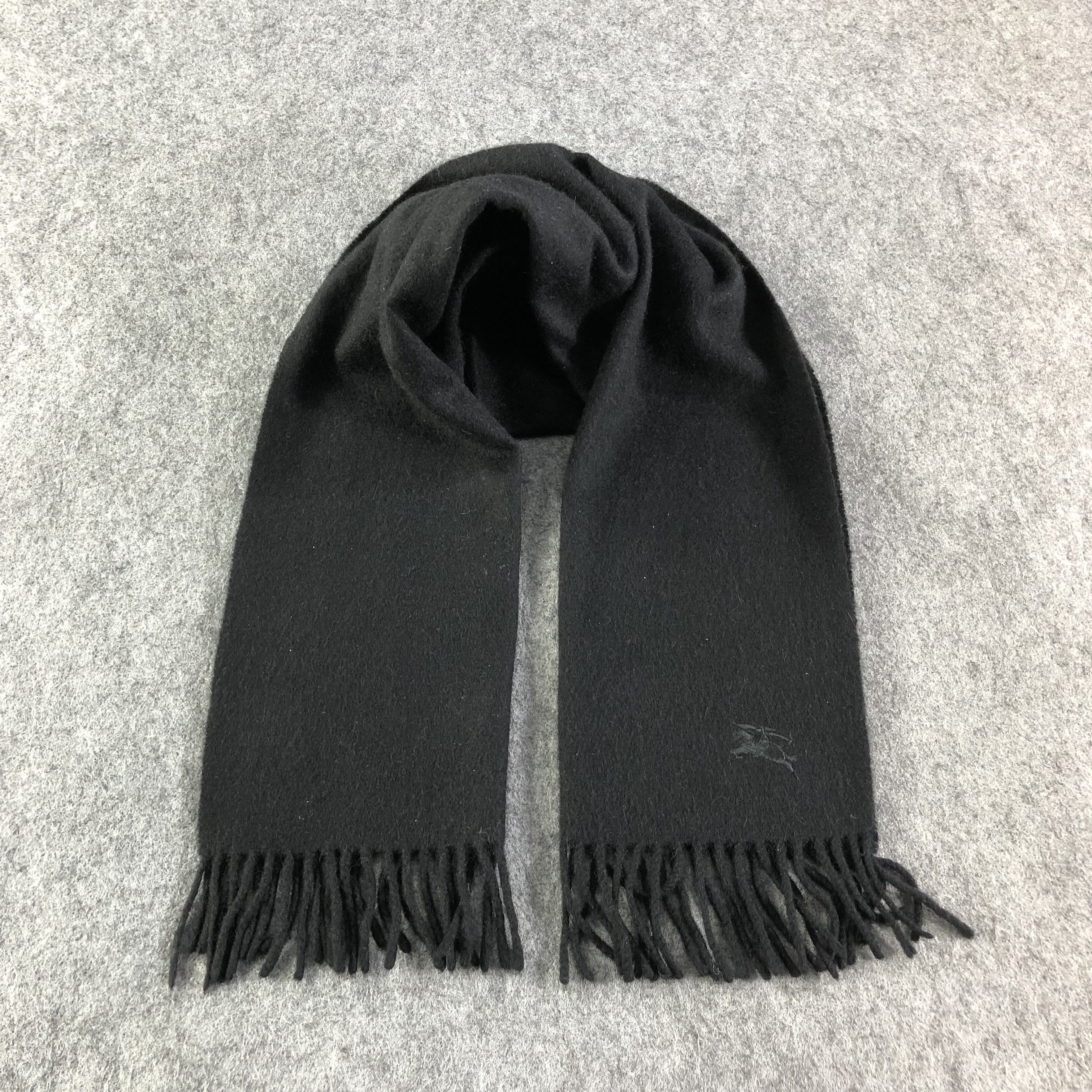 image of Burberrys Plain Black Cashmere Scarf Muffler V1628, Men's