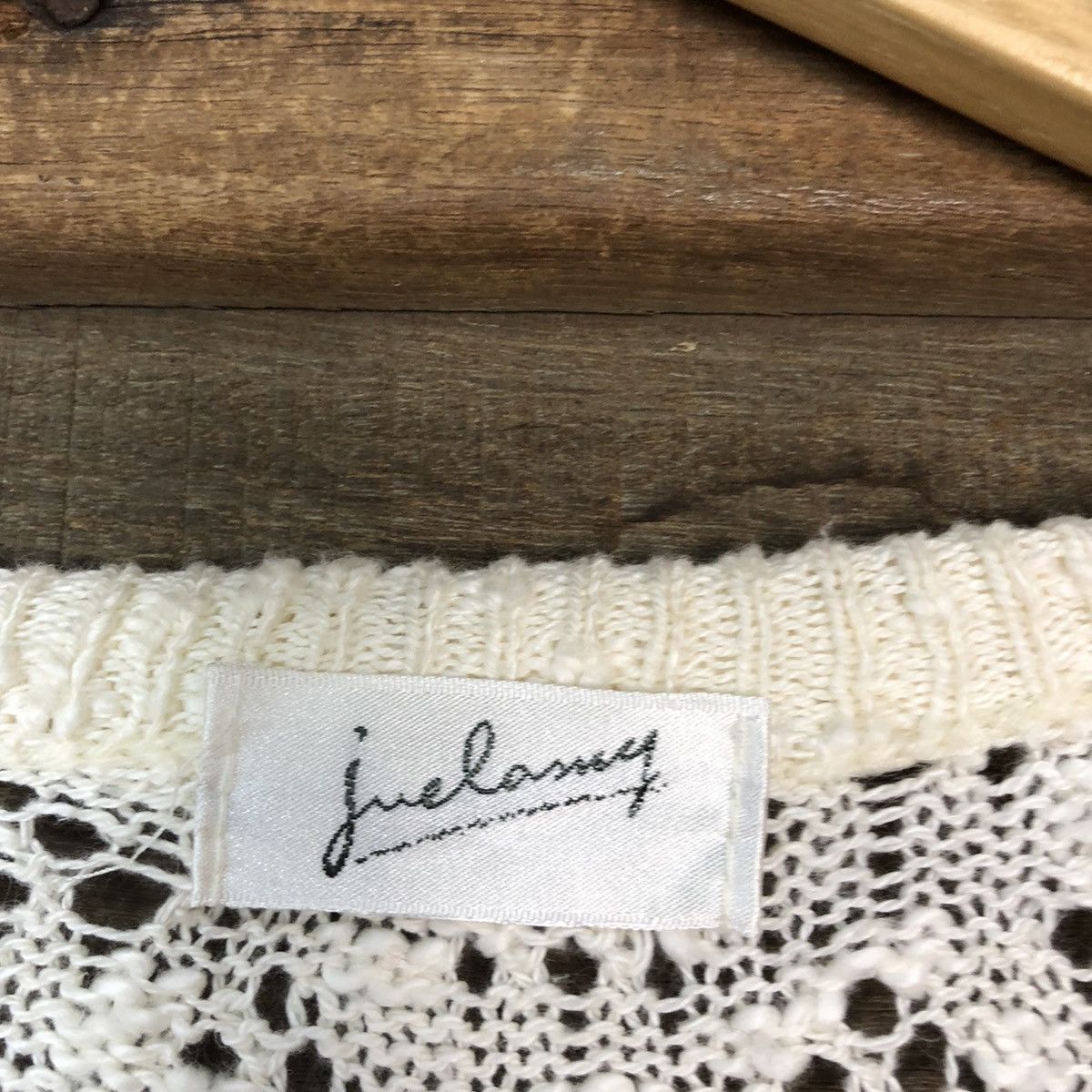 Homespun Knitwear × Vintage Juelarssy Cream crochet meshnet knit Cardigan #400B Size L / US 10 / IT 46 - 10 Thumbnail