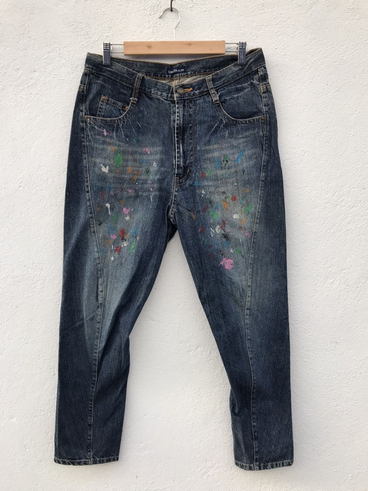 If Six Was Nine × Japanese Brand Bit Blue Paint Splatted Jeans Size US 32 / EU 48 - 2 Thumbnail