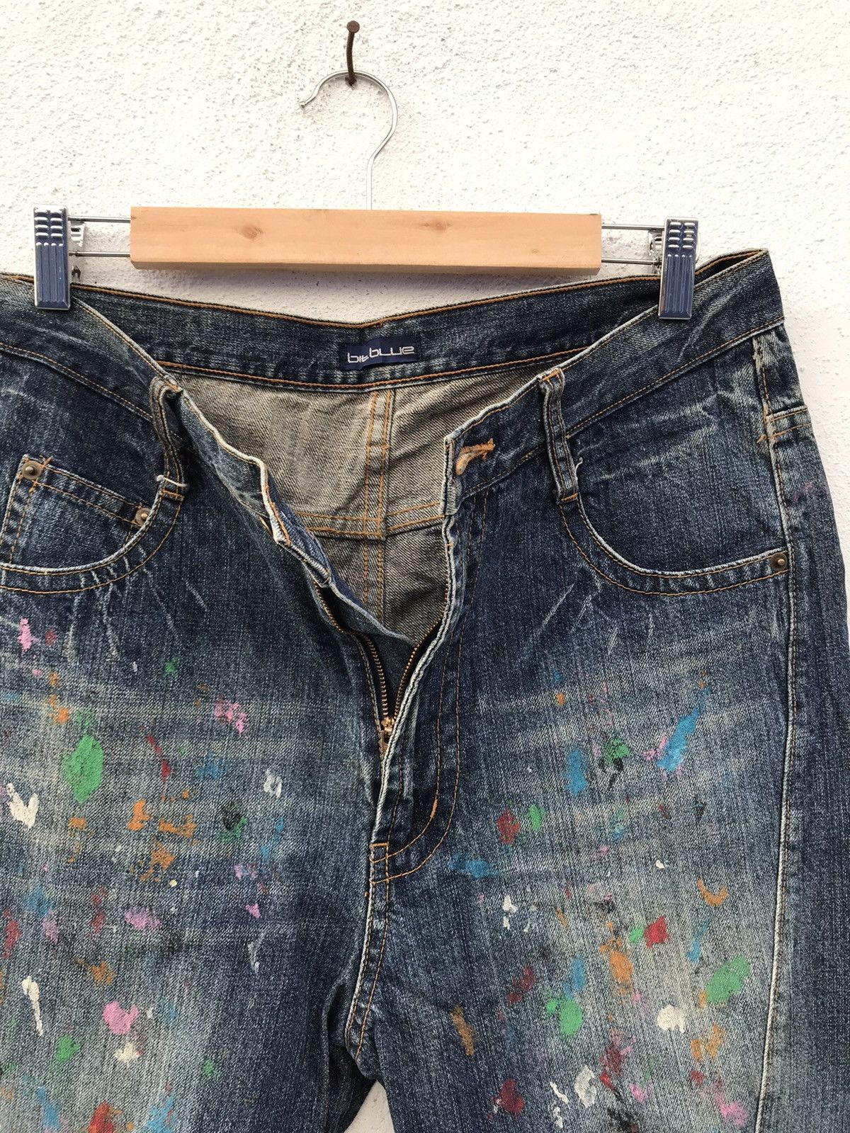 If Six Was Nine × Japanese Brand Bit Blue Paint Splatted Jeans Size US 32 / EU 48 - 7 Thumbnail