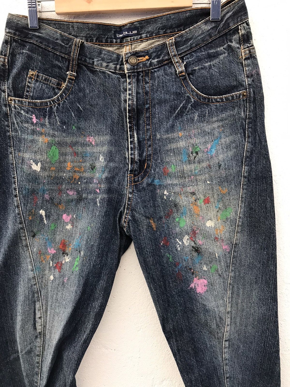 If Six Was Nine × Japanese Brand Bit Blue Paint Splatted Jeans Size US 32 / EU 48 - 3 Thumbnail