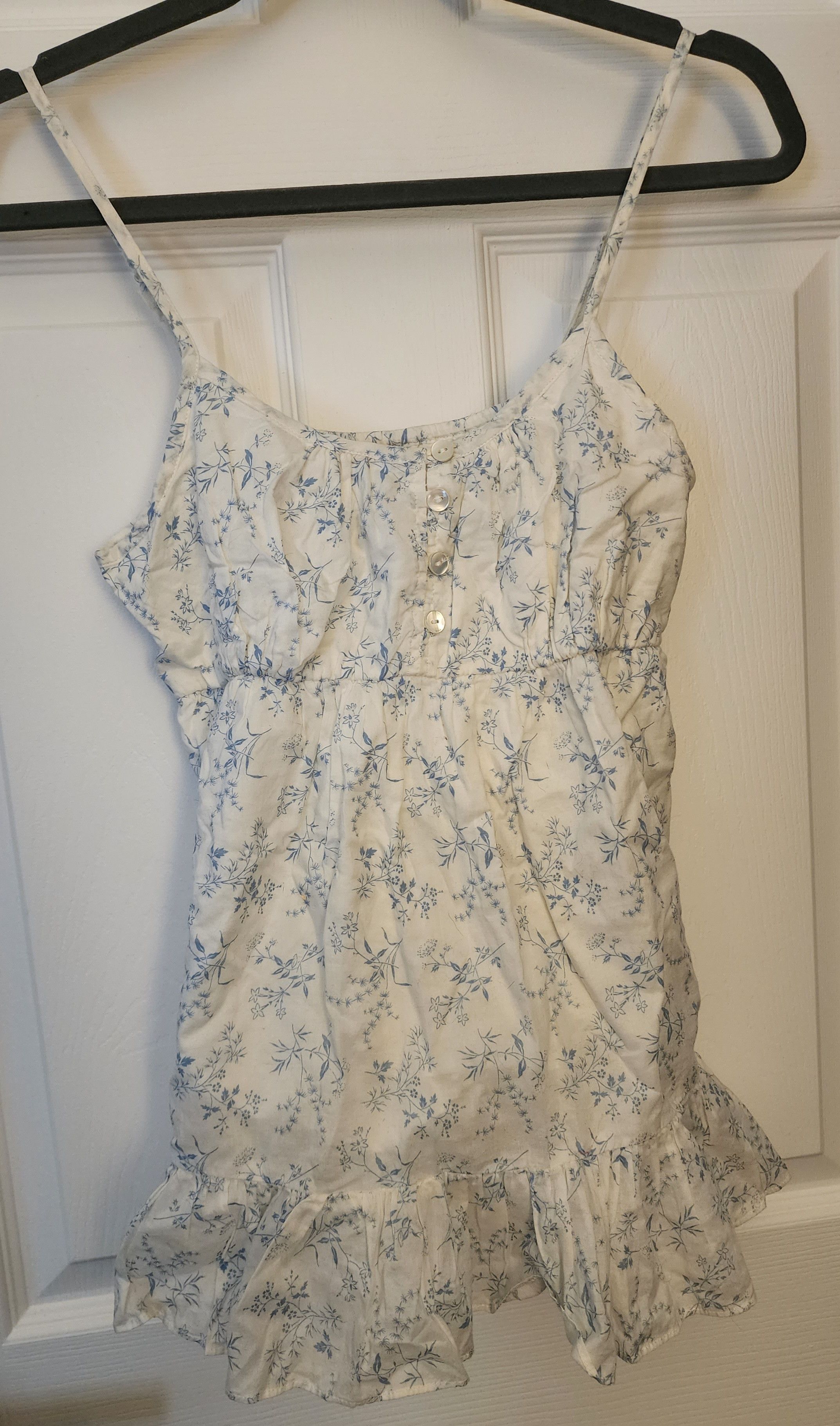 Gap GAP White Blue Floral Ruffle Bottom Cami Size S Size S / US 4 / IT 40 - 1 Thumbnail