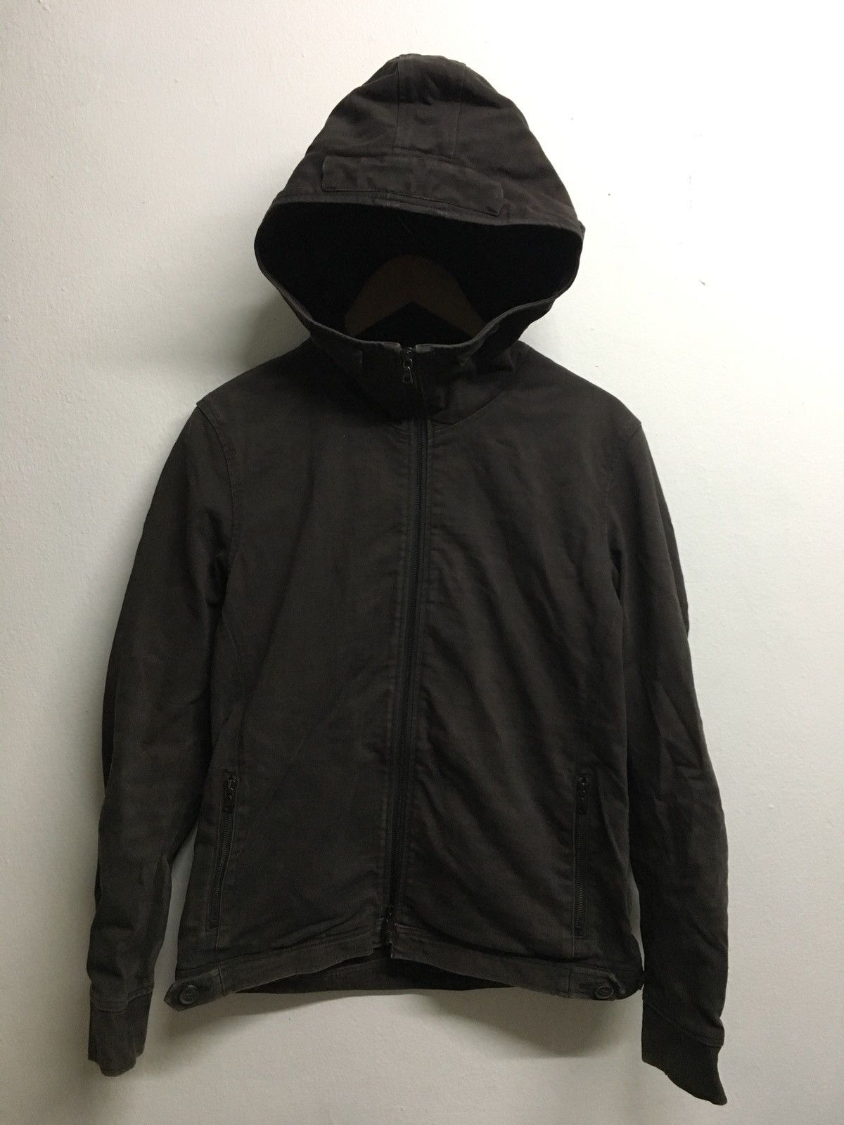 image of Factotum Brown Hoodie Jacket in Faded Black, Men's (Size Medium)