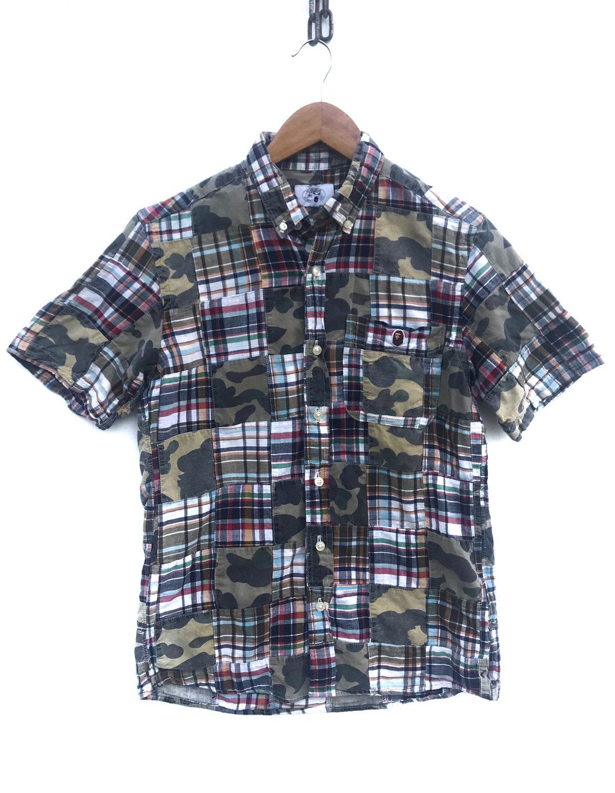Bape A Bathing Ape Camo Patchwork Bape Nigo Button Up Shirt Size US S / EU 44-46 / 1 - 1 Thumbnail