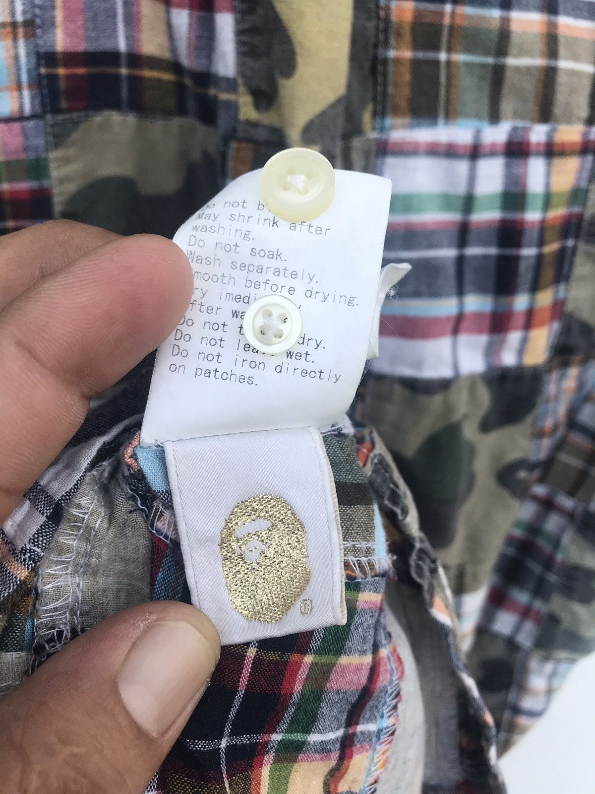 Bape A Bathing Ape Camo Patchwork Bape Nigo Button Up Shirt Size US S / EU 44-46 / 1 - 8 Thumbnail