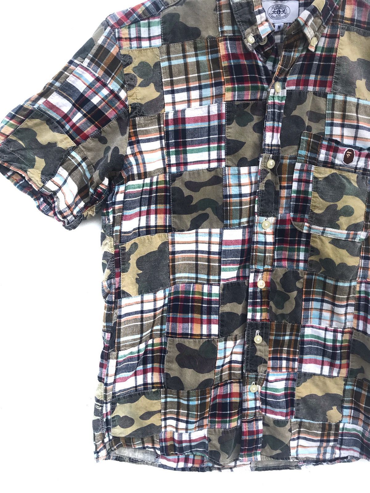 Bape A Bathing Ape Camo Patchwork Bape Nigo Button Up Shirt Size US S / EU 44-46 / 1 - 5 Thumbnail