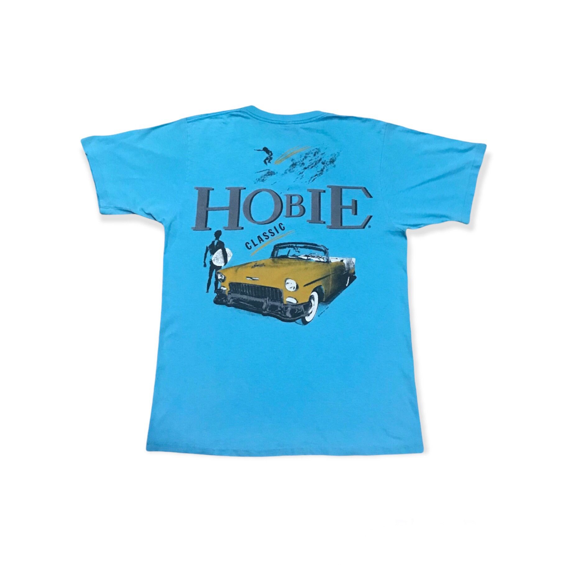 image of Crazy Shirts x Surf Style Vintage 80's Hobie Surfboards T Shirt in Light Blue, Men's (Size XL)