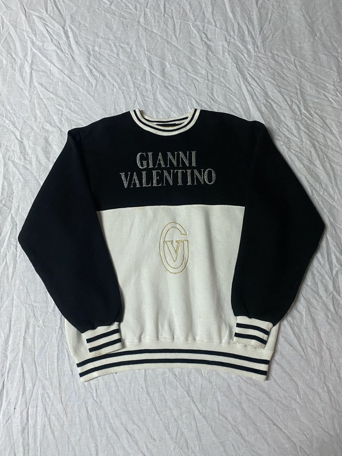 Valentino × Vintage GK130 VTG GIANNI VALENTINO ITALY EMBROIDEREY LOGO SWEATER Size US L / EU 52-54 / 3 - 1 Thumbnail