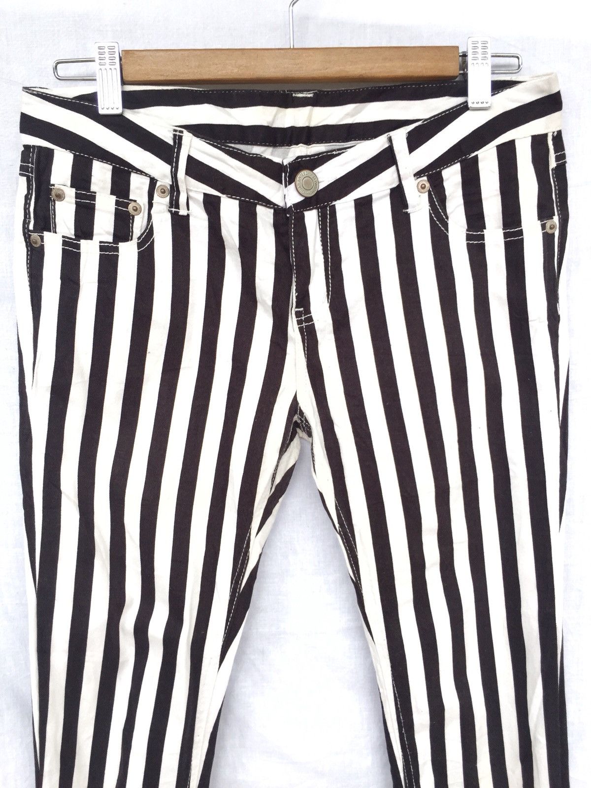 Japanese Brand Urbanity 🇯🇵 Stripe Skinny Fit Saint Lauren Pants Size US 30 / EU 46 - 3 Thumbnail