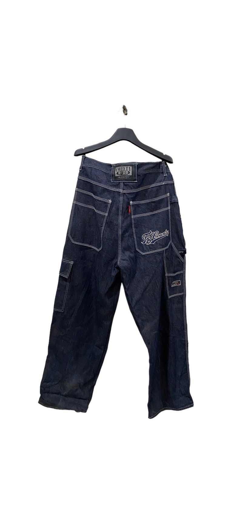 image of Vintage 90's Real OG County Fb Baggy Cargo Pants in Dark Denim, Men's (Size 36)