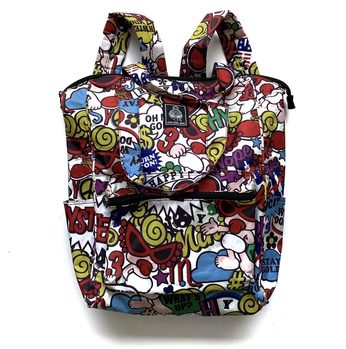 2 Way Hysteric Glamour Mini Backpack & Tote Bag Full Print, Men's