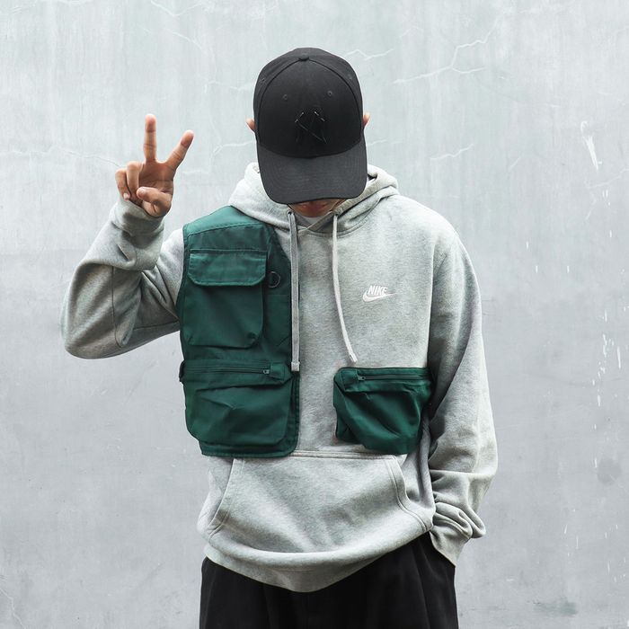 Nike Reworked Tactical Nike Hoodie Light Grey/Dark Green | Grailed