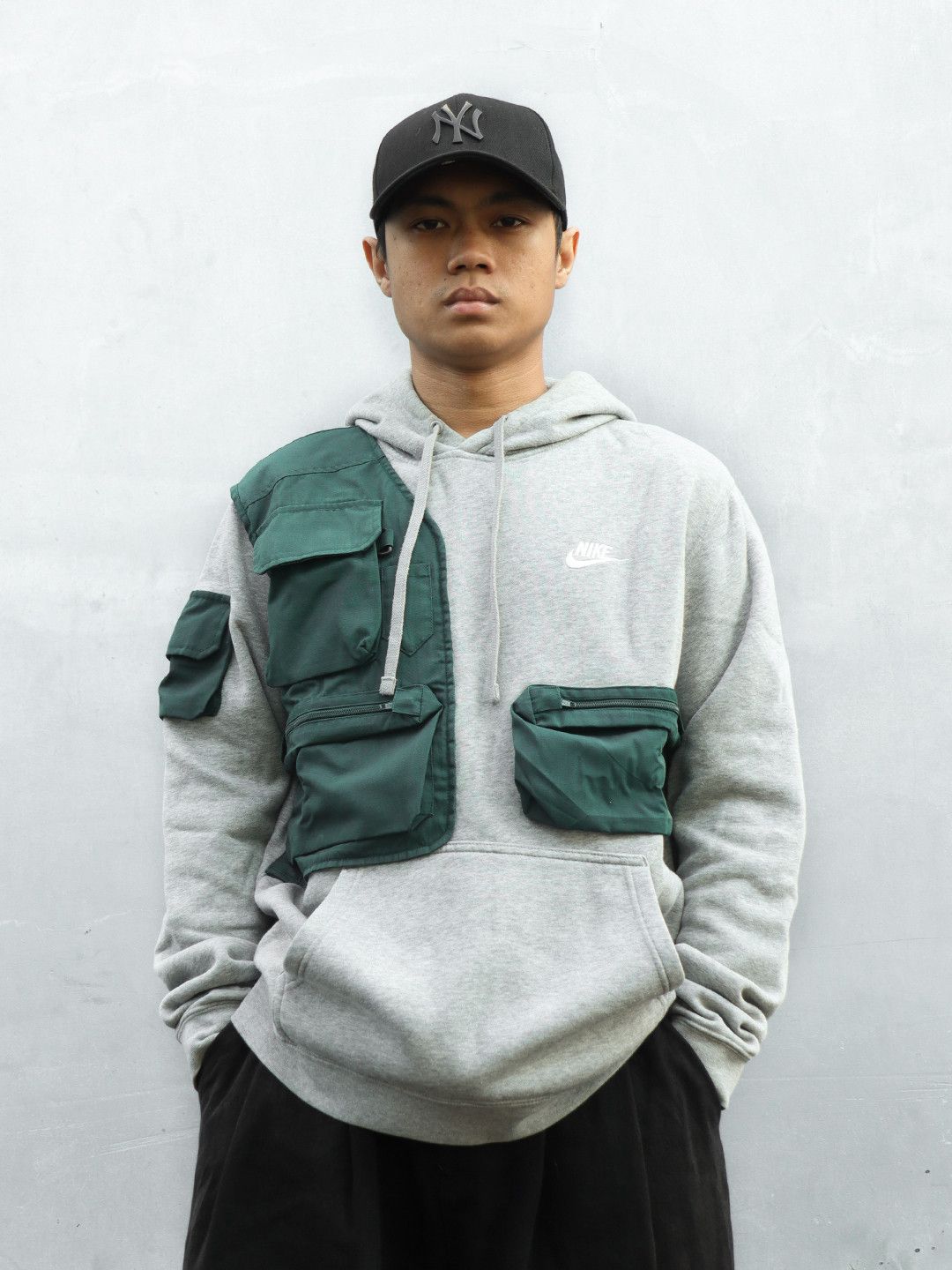 Nike Reworked Tactical Nike Hoodie Light Grey/Dark Green | Grailed